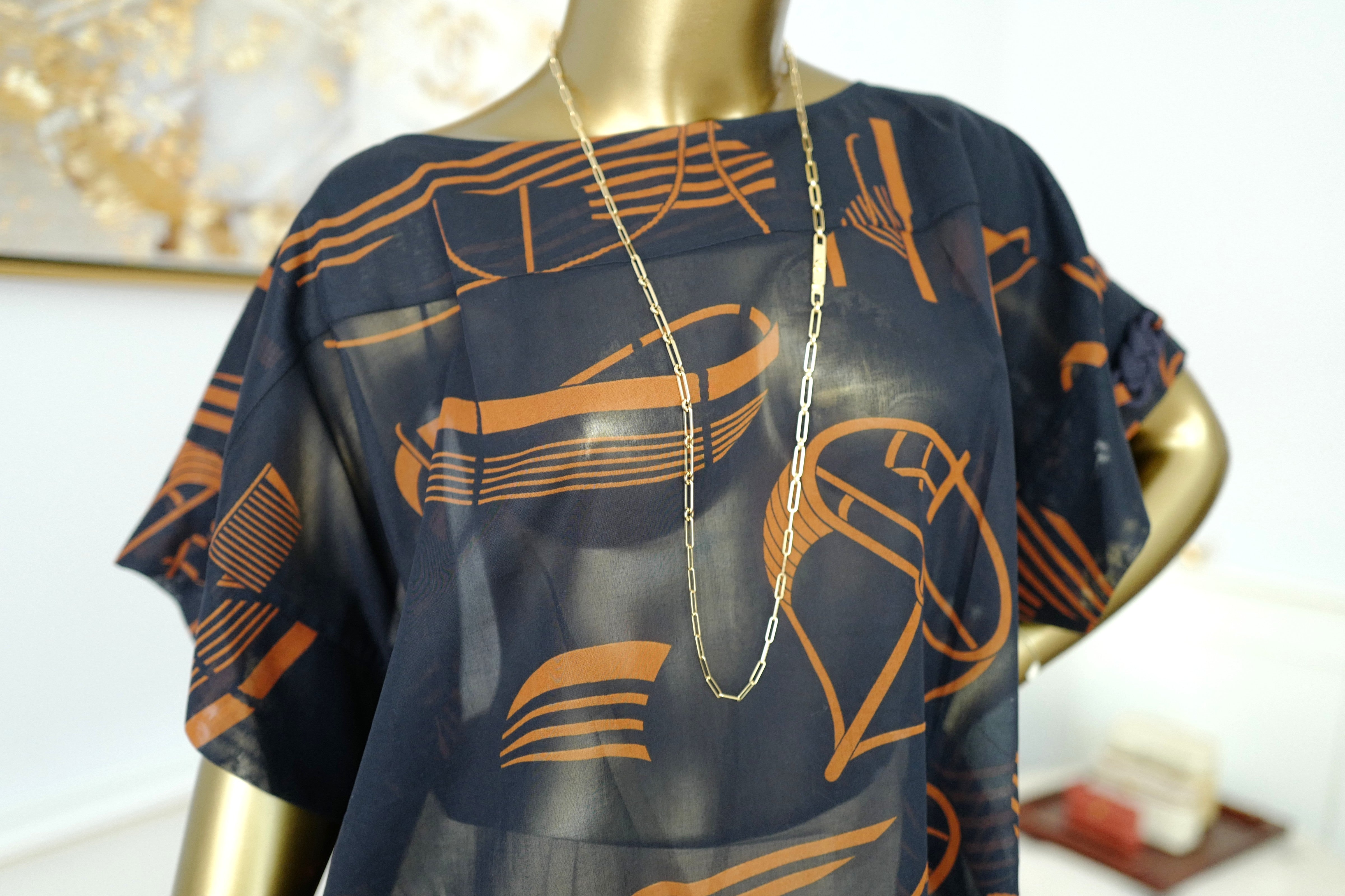 Brand New Hermès "Thalassa Tattoo" Beach Tunic in Bleu Gabier Size 34