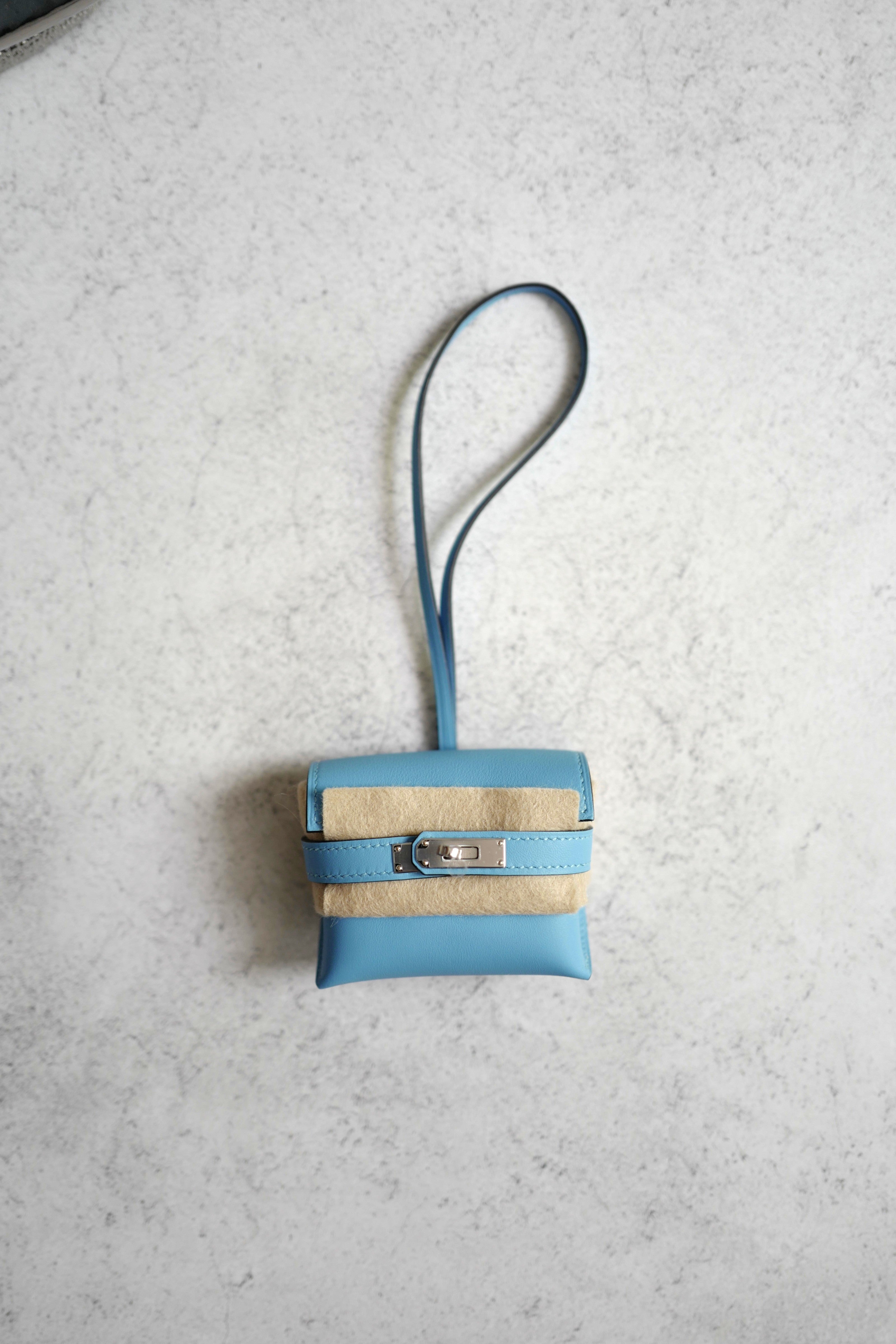 BNIB Hermes Kelly Festival Bag Charm in Celeste NEW MICRO KELLY STYLE