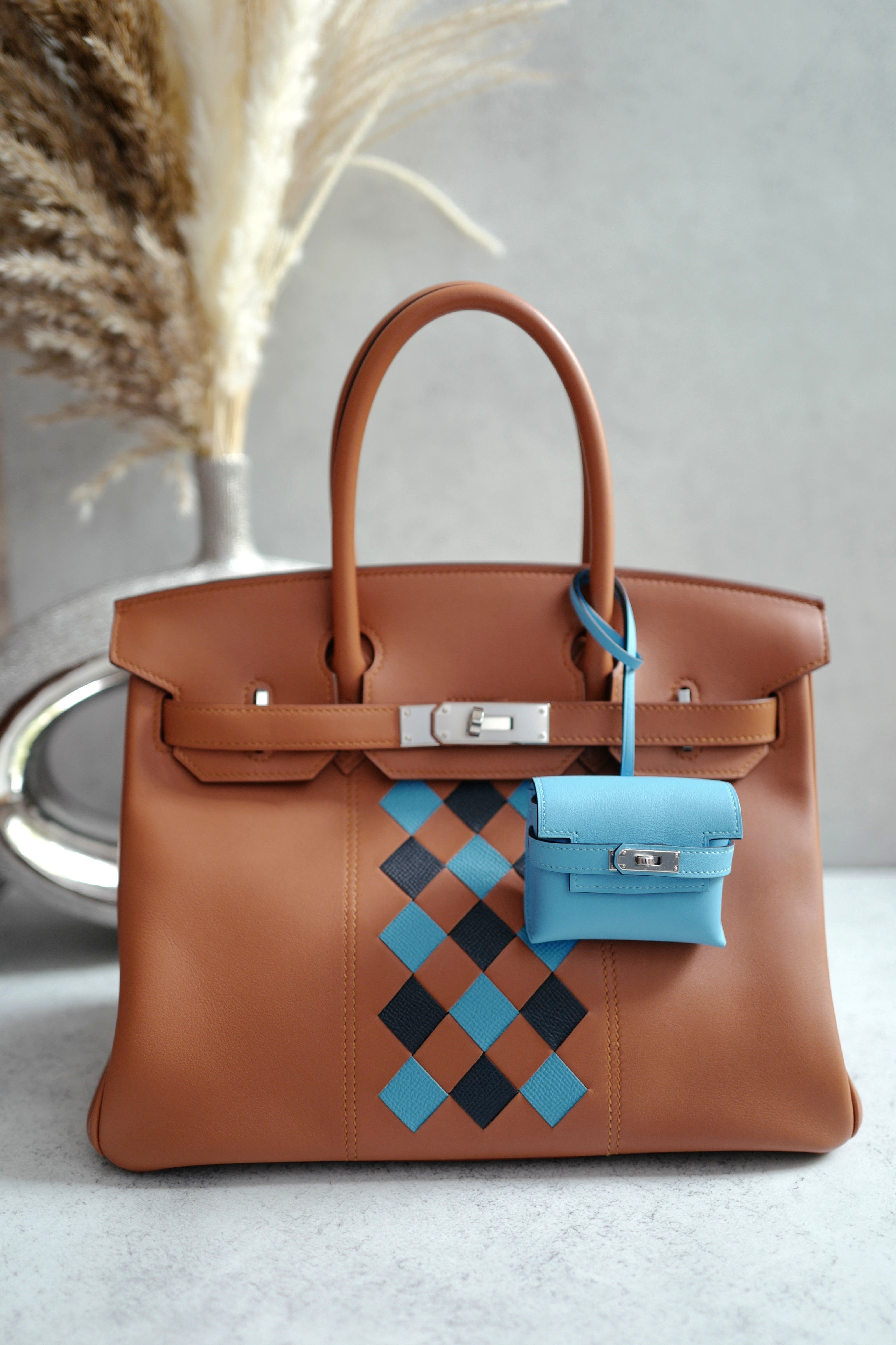 BNIB Hermes Kelly Festival Bag Charm in Celeste NEW MICRO KELLY STYLE