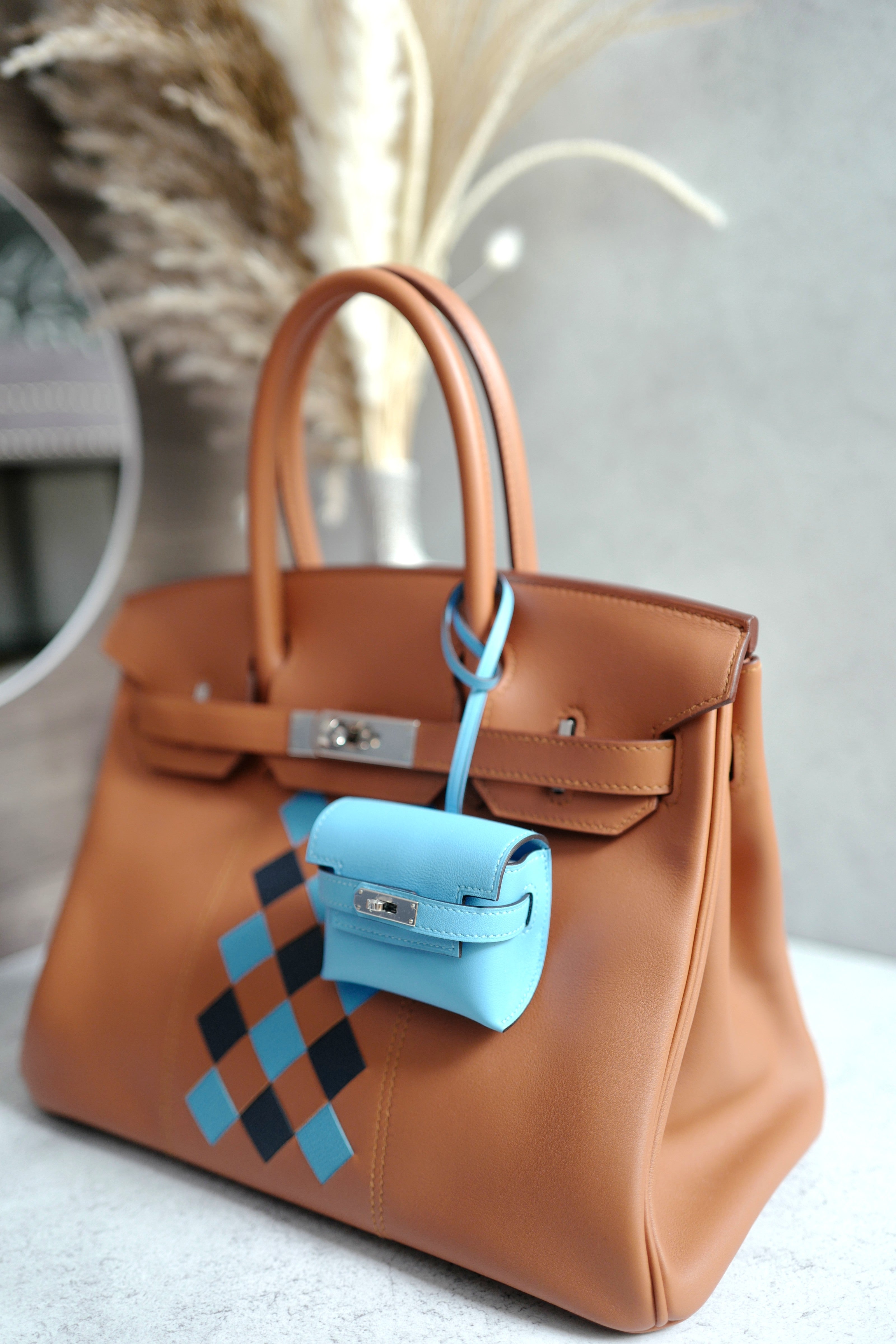BNIB Hermes Kelly Festival Bag Charm in Celeste NEW MICRO KELLY STYLE