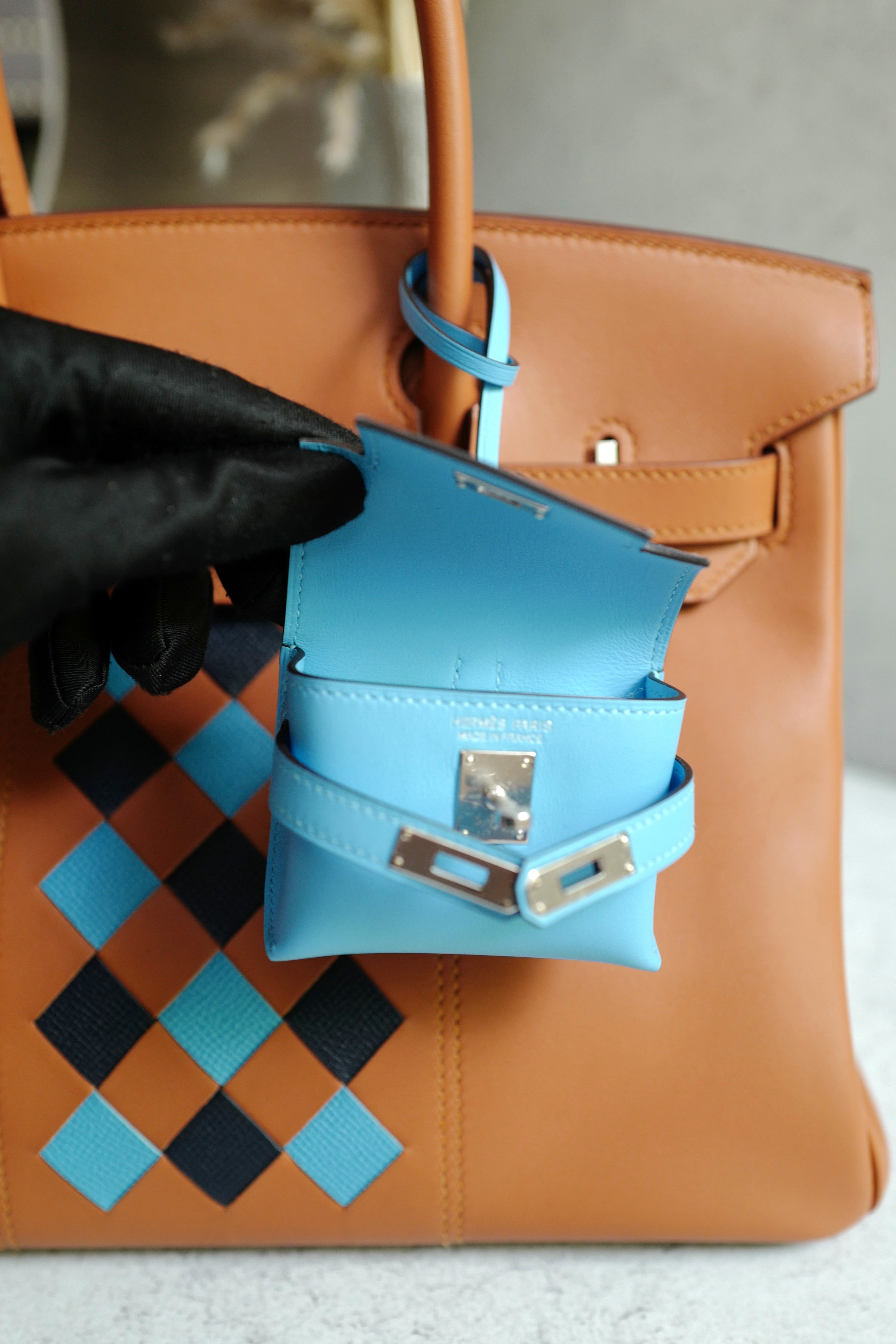 BNIB Hermes Kelly Festival Bag Charm in Celeste NEW MICRO KELLY STYLE