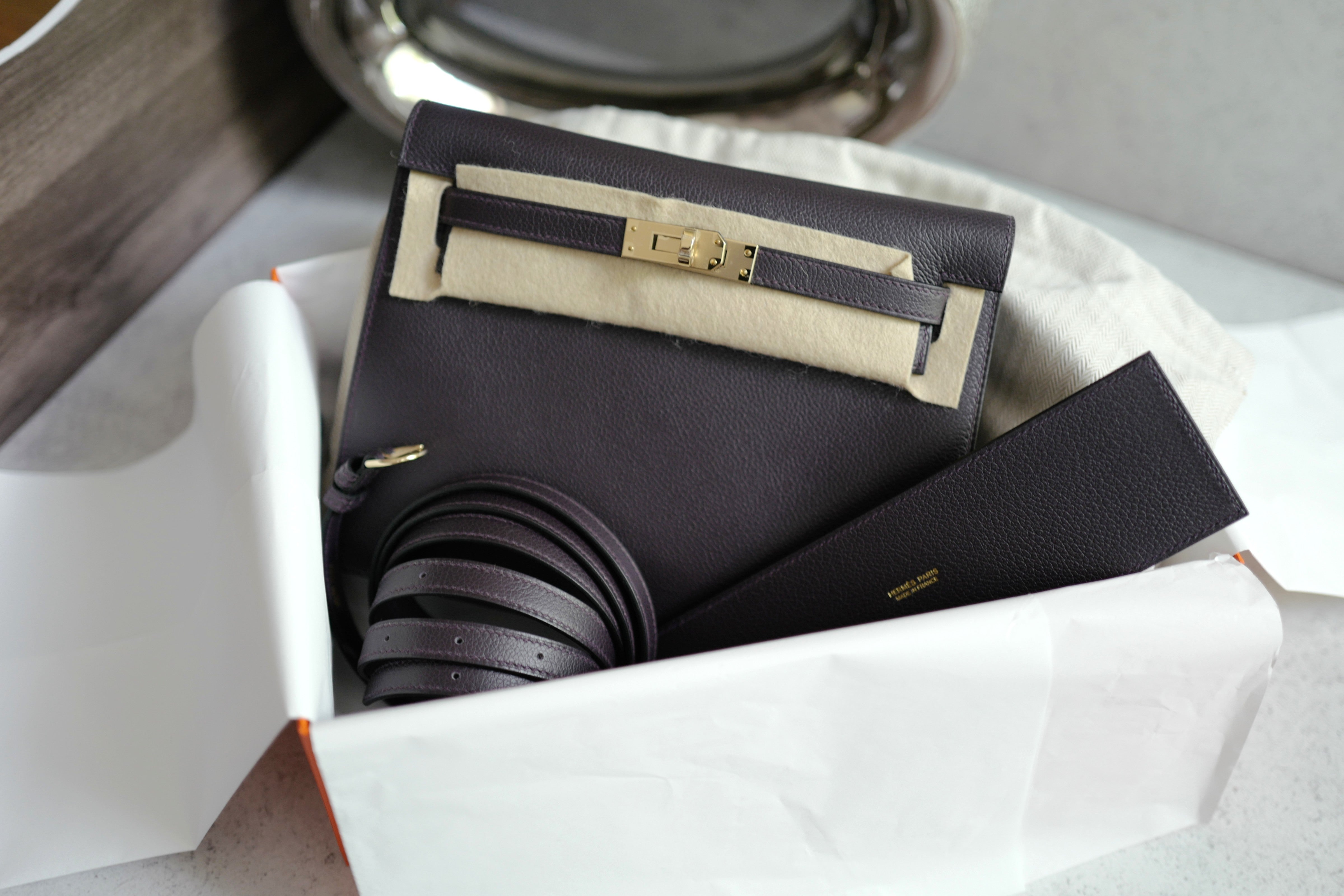 BNIB Hermès Kelly Danse Evercolor Prunoir/Anemone with GHW K Stamp 2025 Receipt