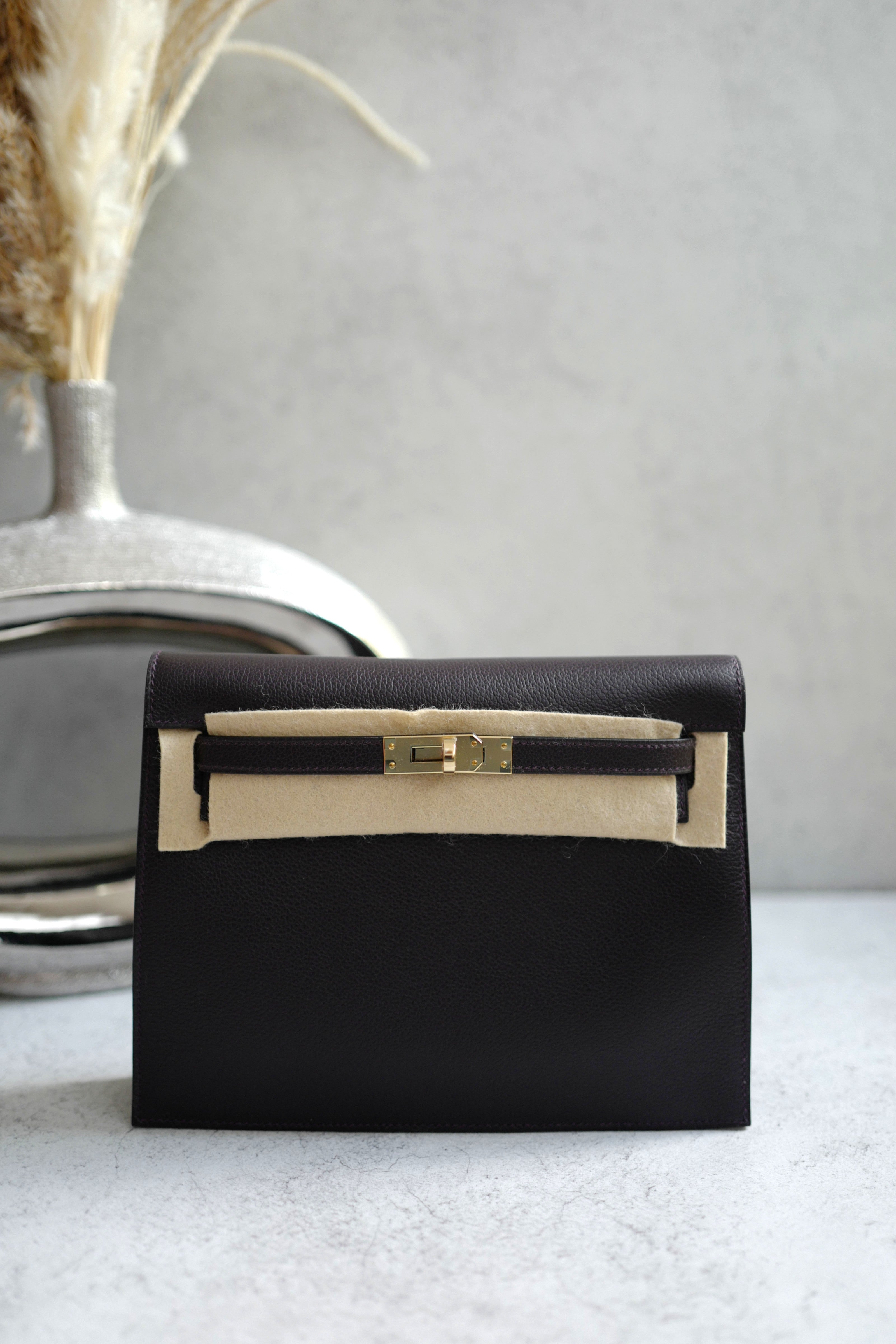 BNIB Hermès Kelly Danse Evercolor Prunoir/Anemone with GHW K Stamp 2025 Receipt