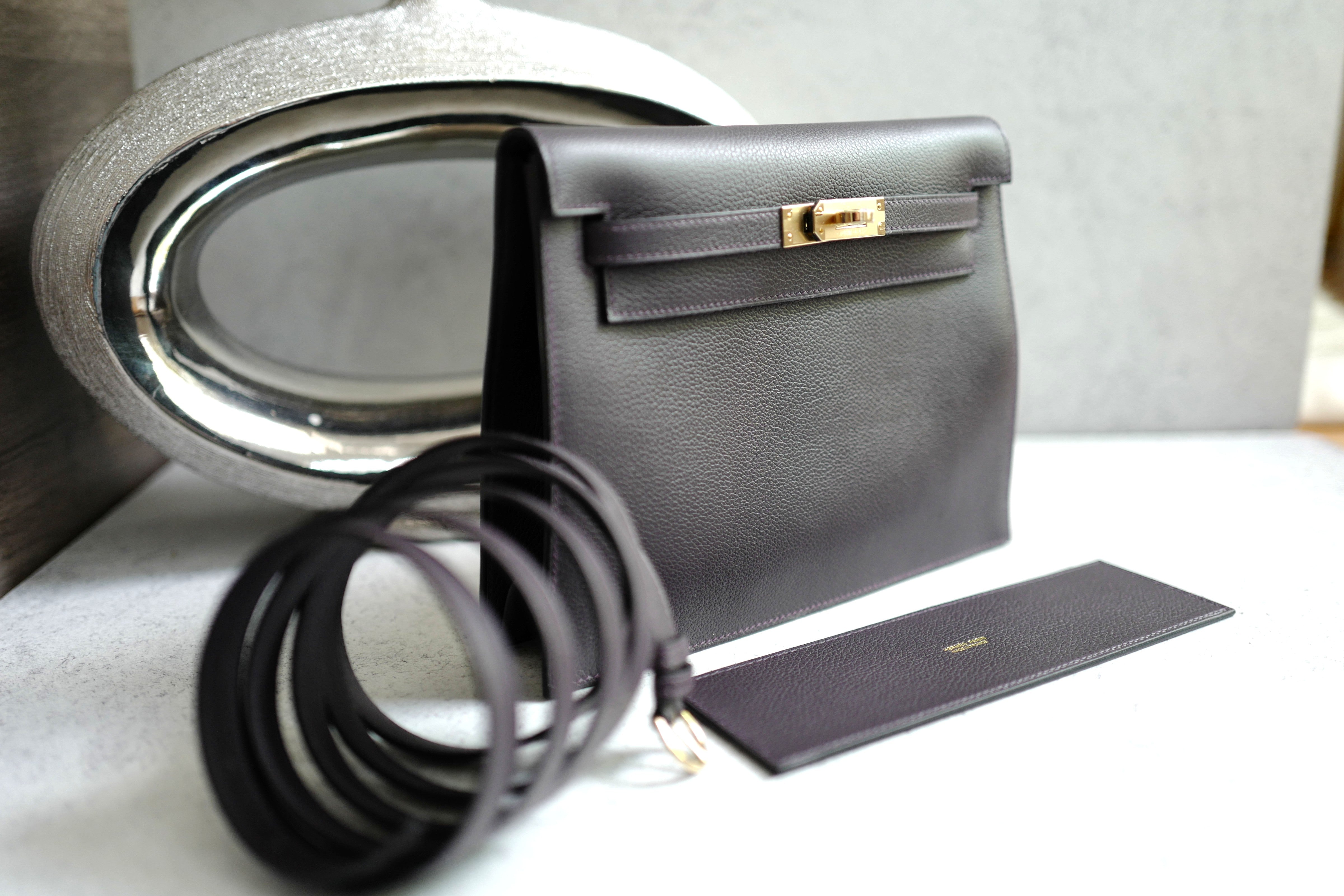 BNIB Hermès Kelly Danse Evercolor Prunoir/Anemone with GHW K Stamp 2025 Receipt