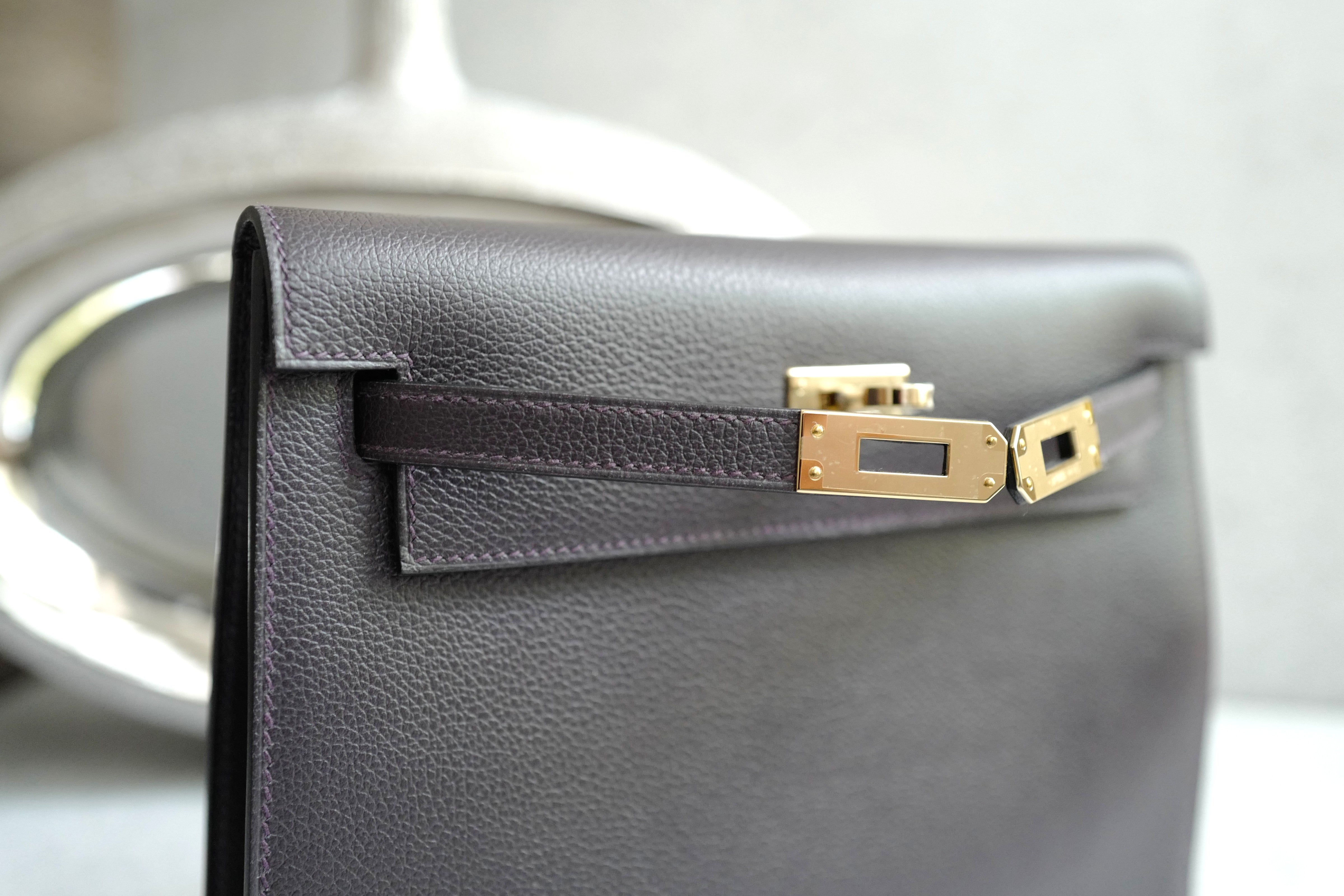 BNIB Hermès Kelly Danse Evercolor Prunoir/Anemone with GHW K Stamp 2025 Receipt