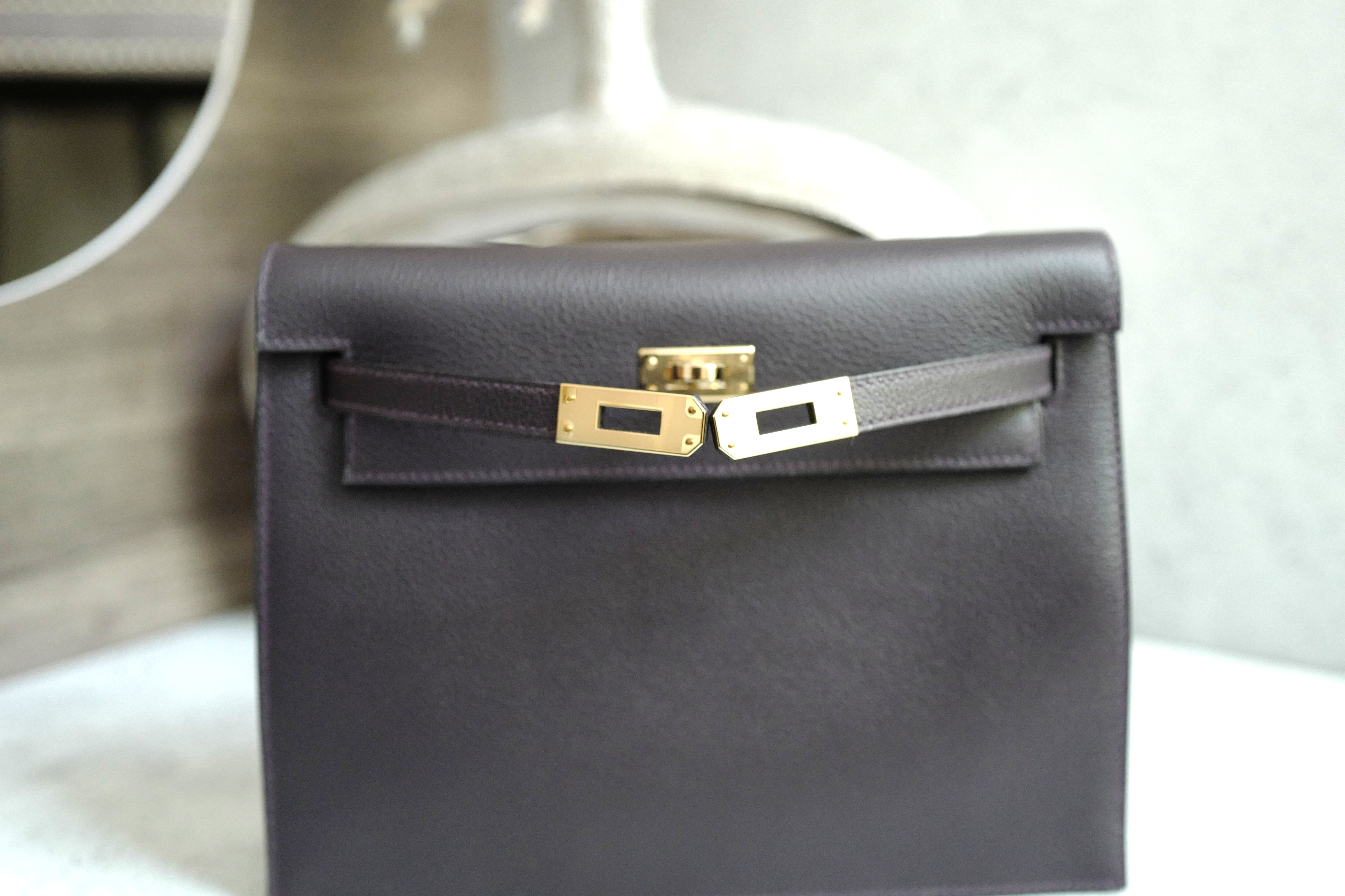 BNIB Hermès Kelly Danse Evercolor Prunoir/Anemone with GHW K Stamp 2025 Receipt