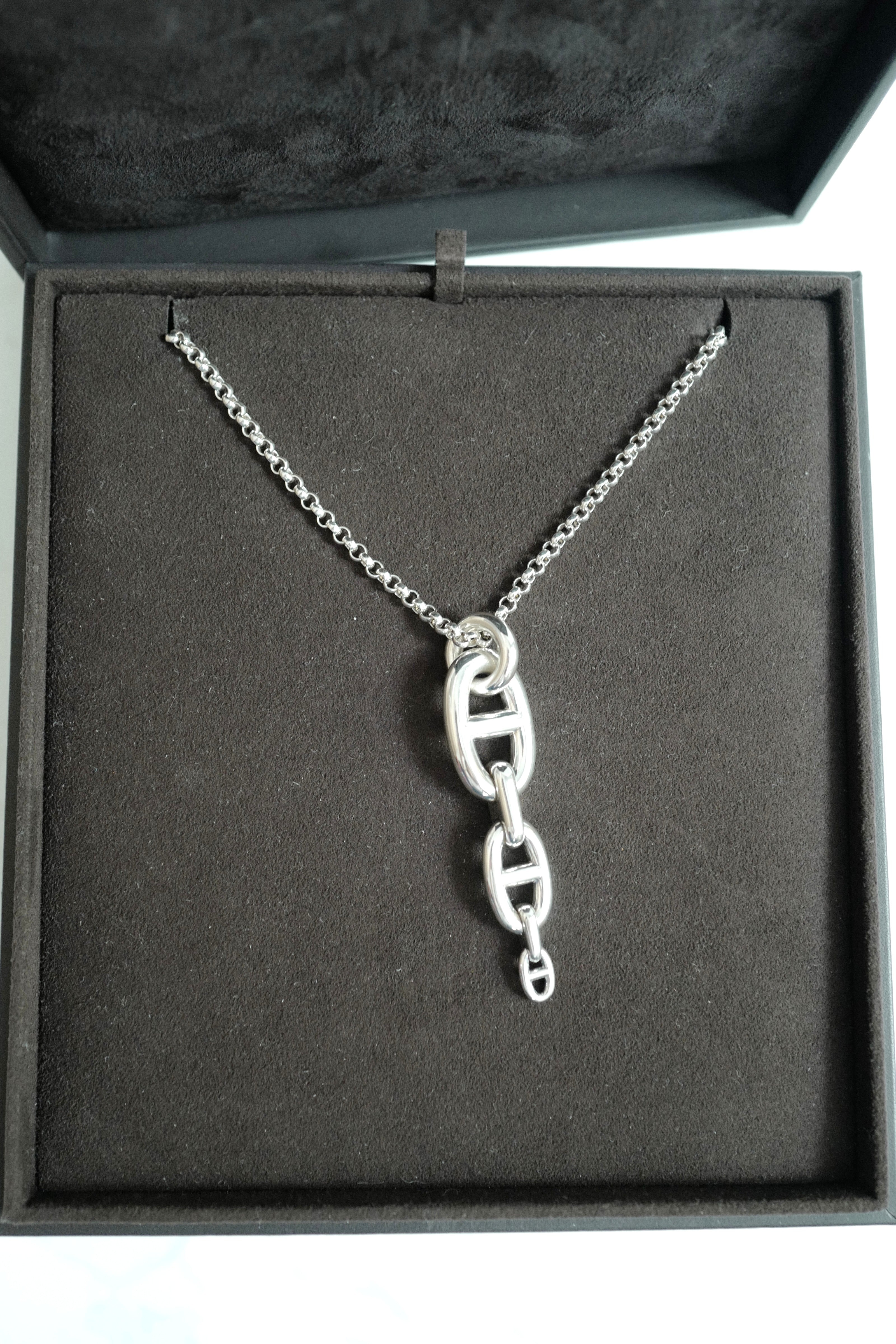 Hermes Chaine d'ancre Necklace Silver Enchainee pendant