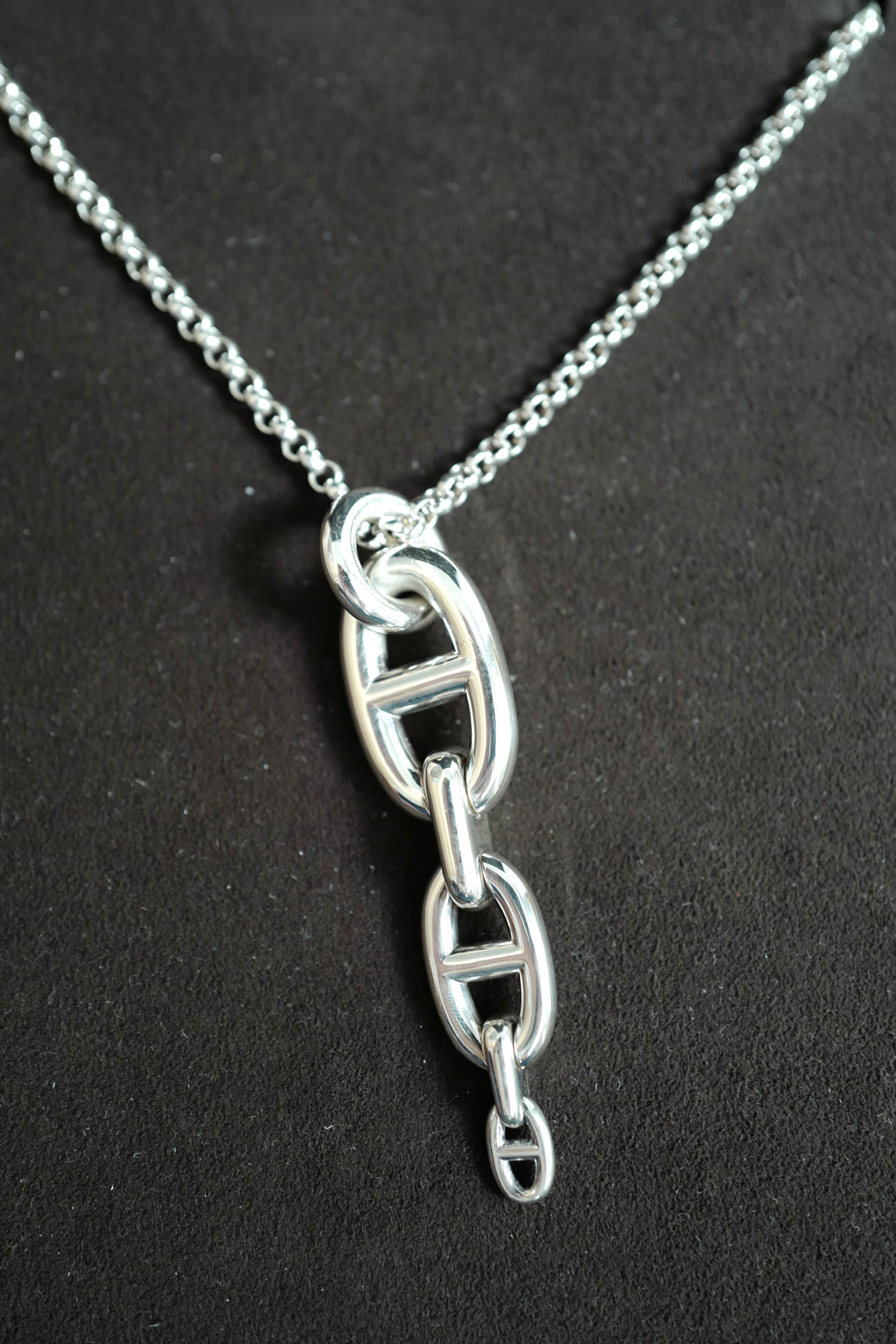 Hermes Chaine d'ancre Necklace Silver Enchainee pendant