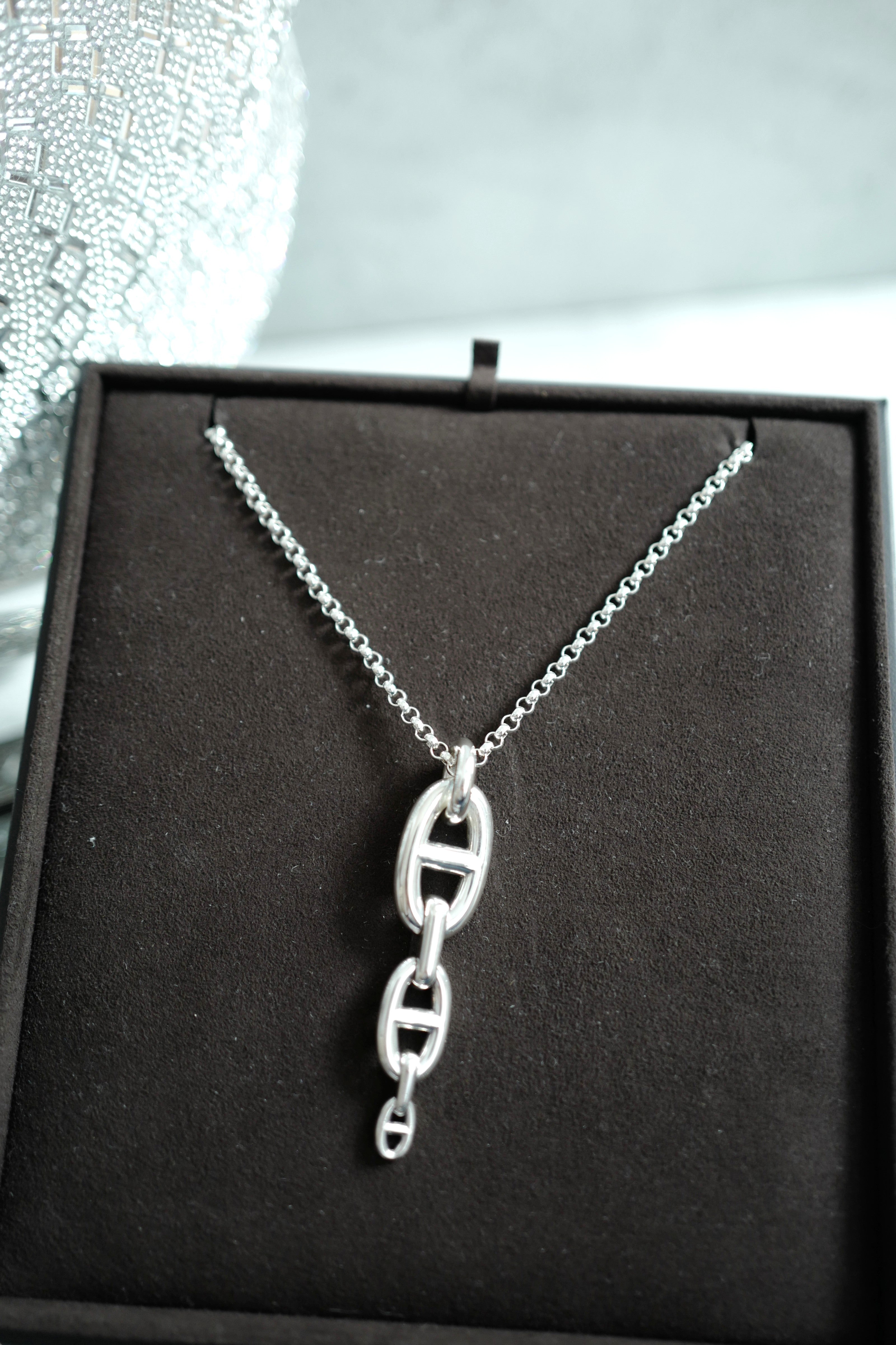 Hermes Chaine d'ancre Necklace Silver Enchainee pendant