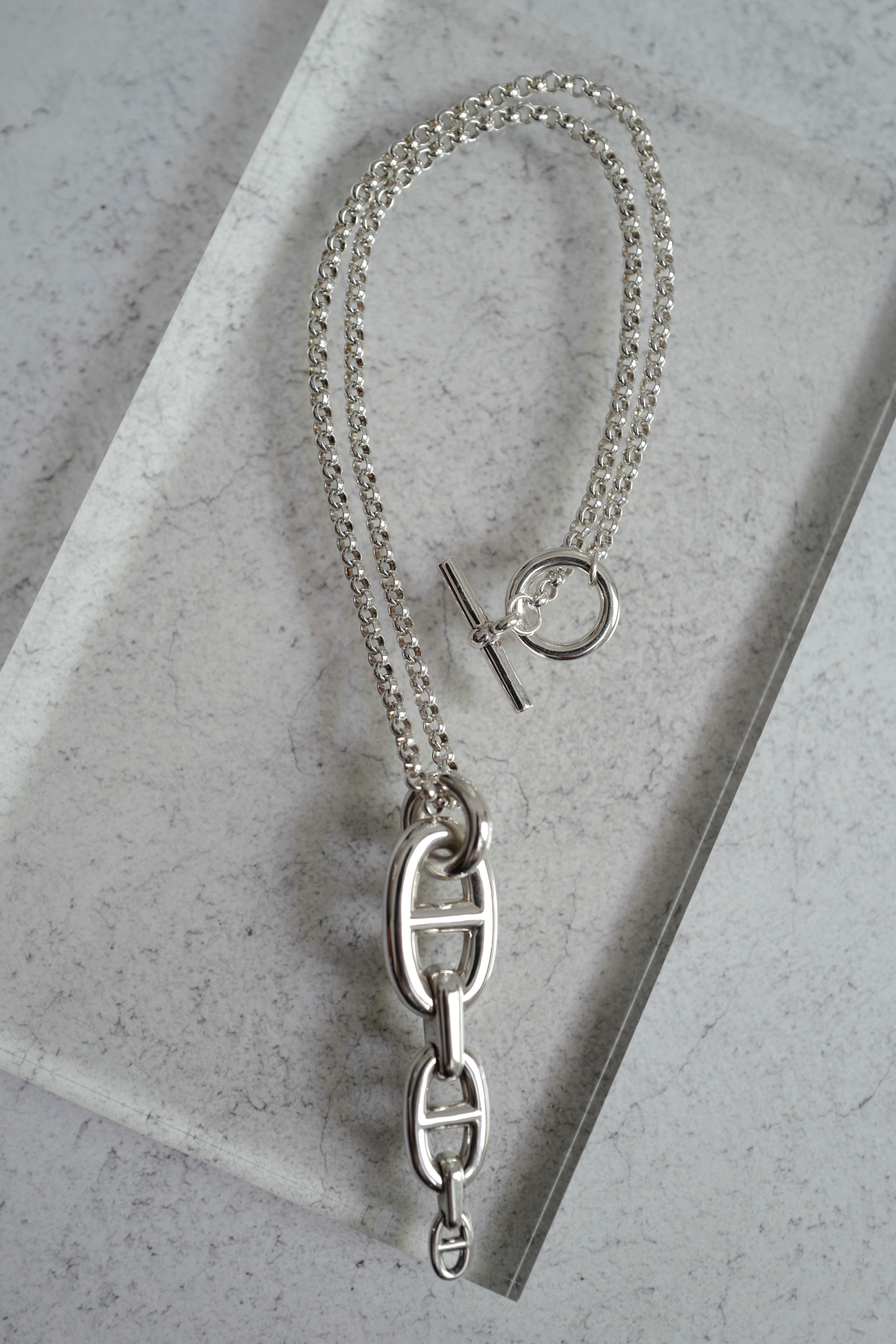 Hermes Chaine d'ancre Necklace Silver Enchainee pendant