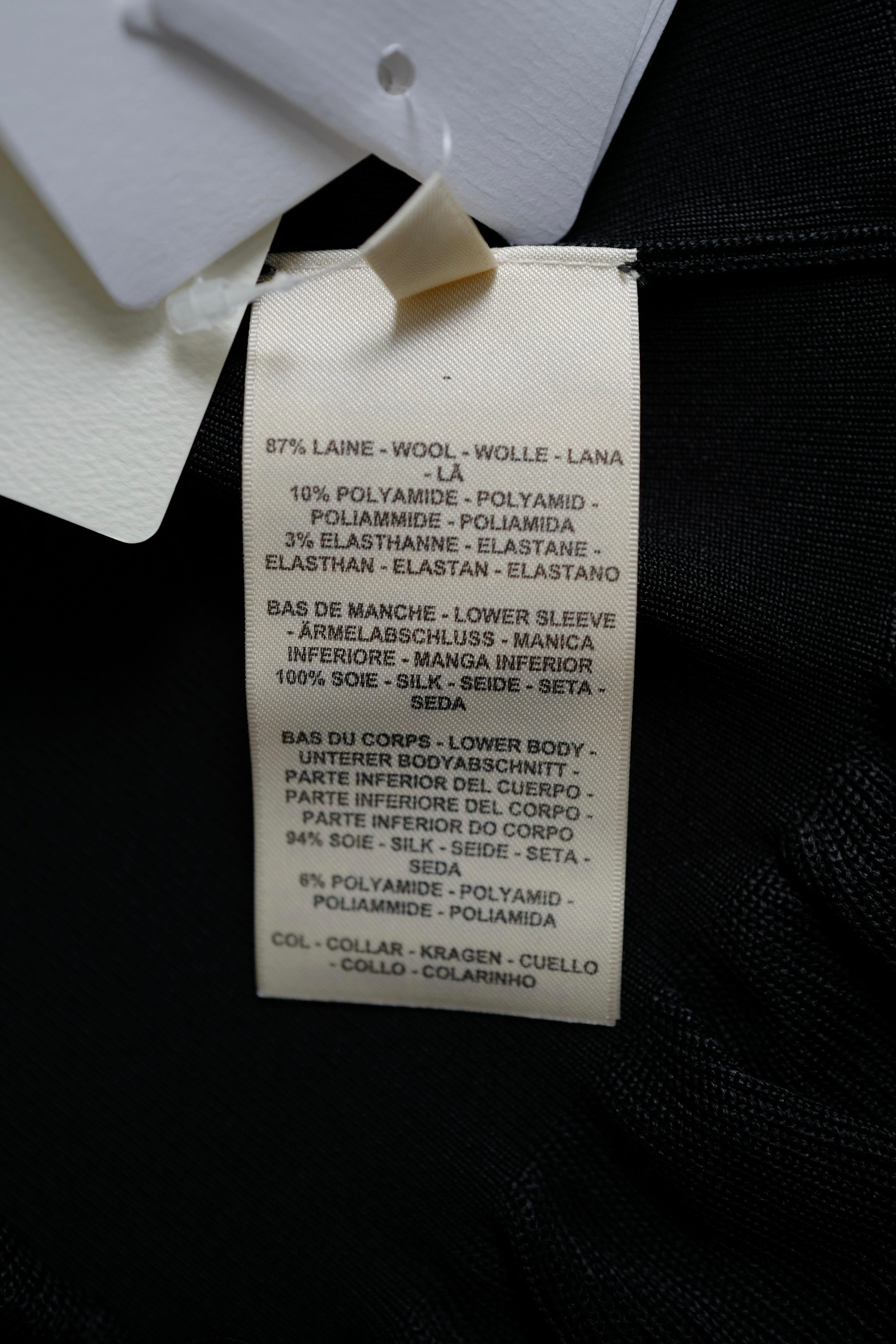 New Hermès Women’s Black Button Front Cardigan with Pleated Hem Size 36