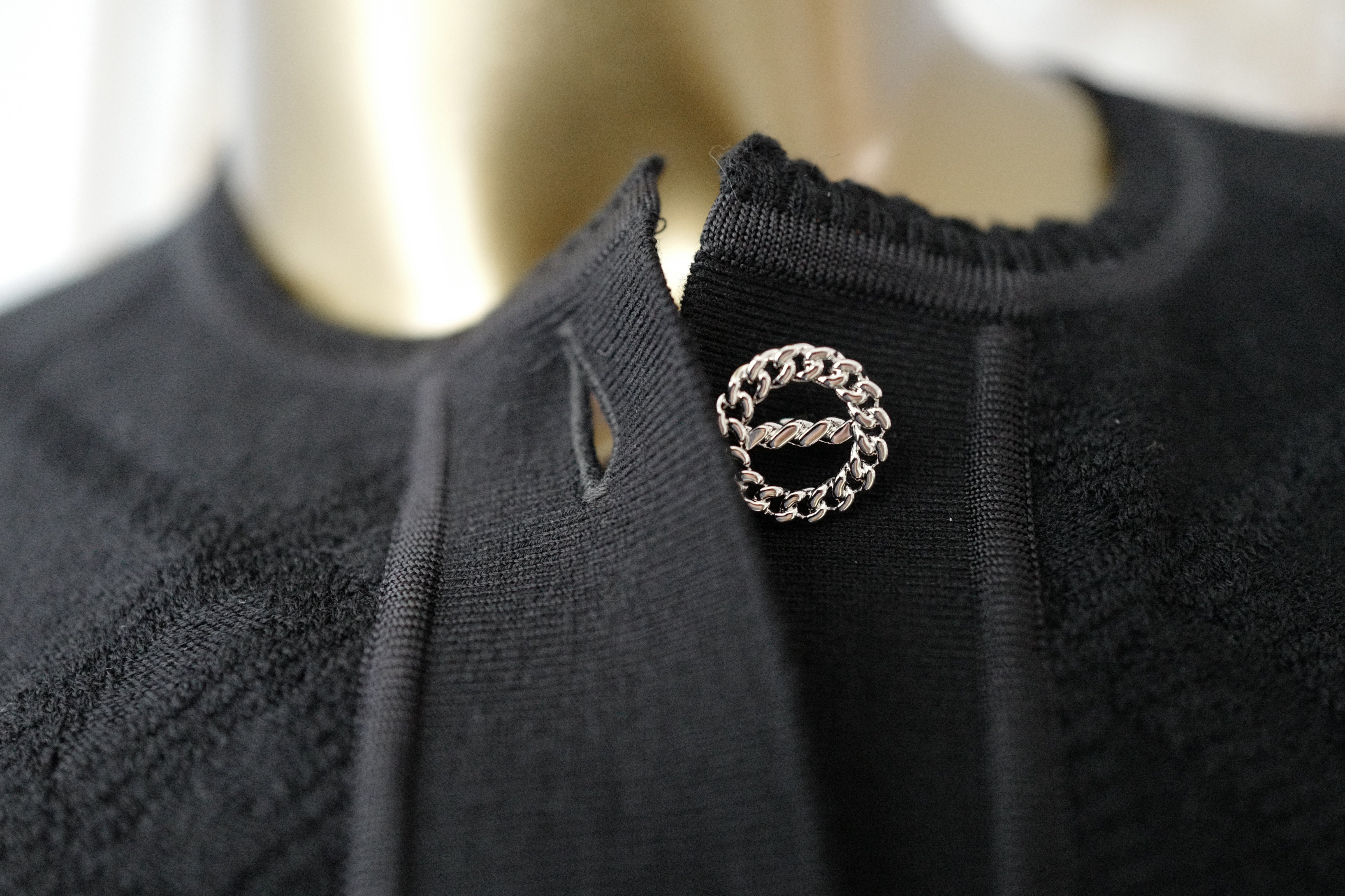 New Hermès Women’s Black Button Front Cardigan with Pleated Hem Size 36
