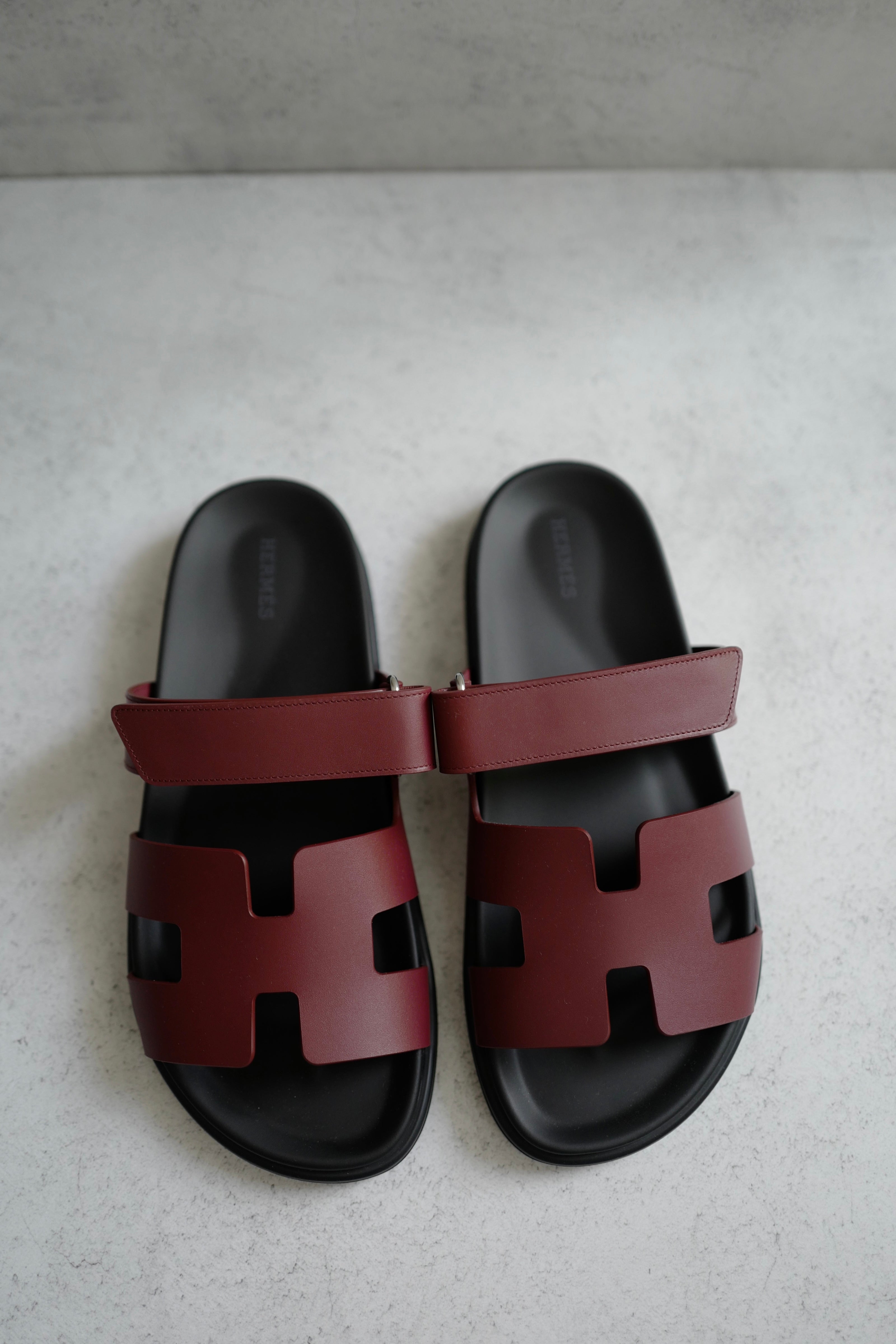 BNIB Hermès Chypre Sandals Rouge H Calfskin Leather Size 39