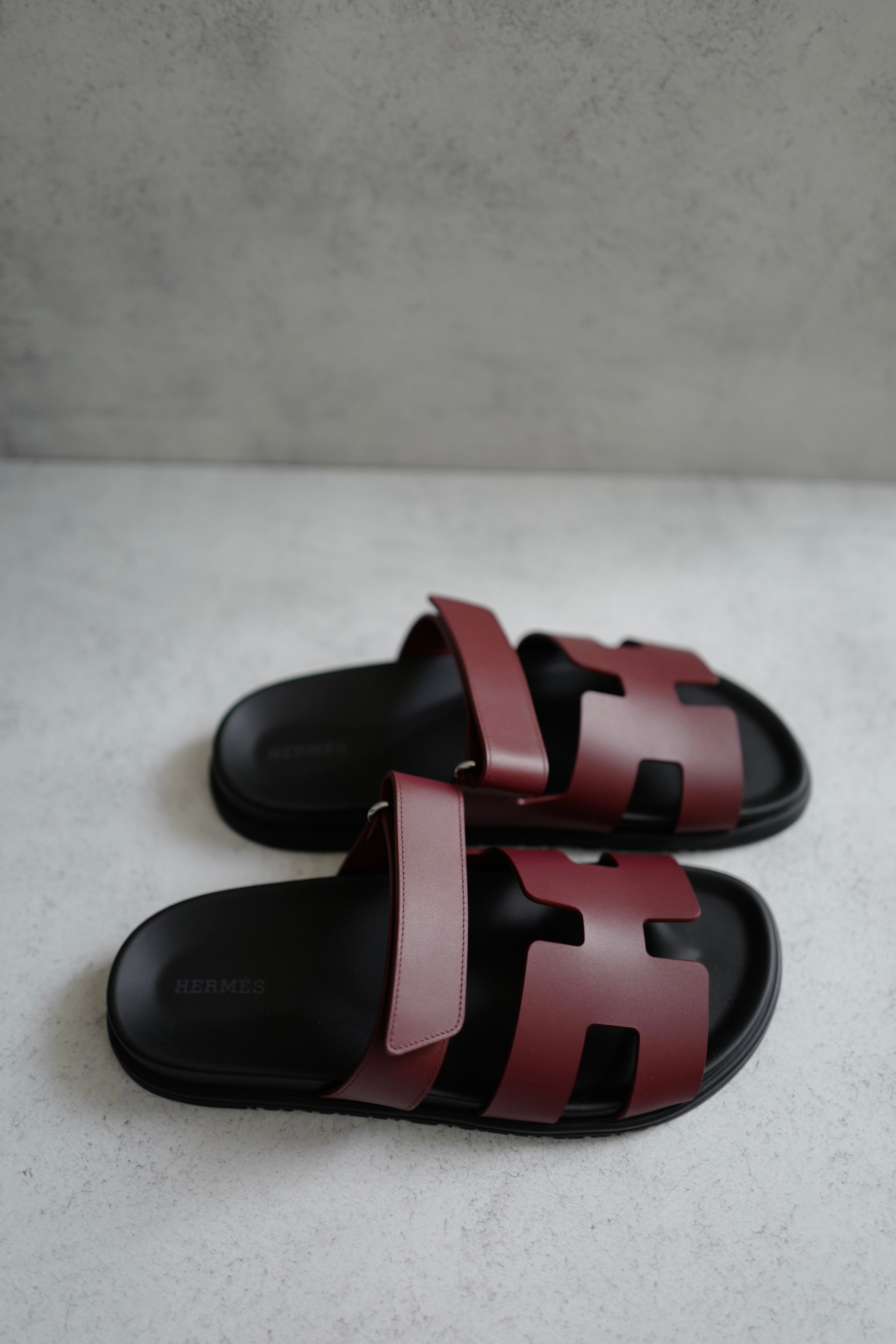 BNIB Hermès Chypre Sandals Rouge H Calfskin Leather Size 39