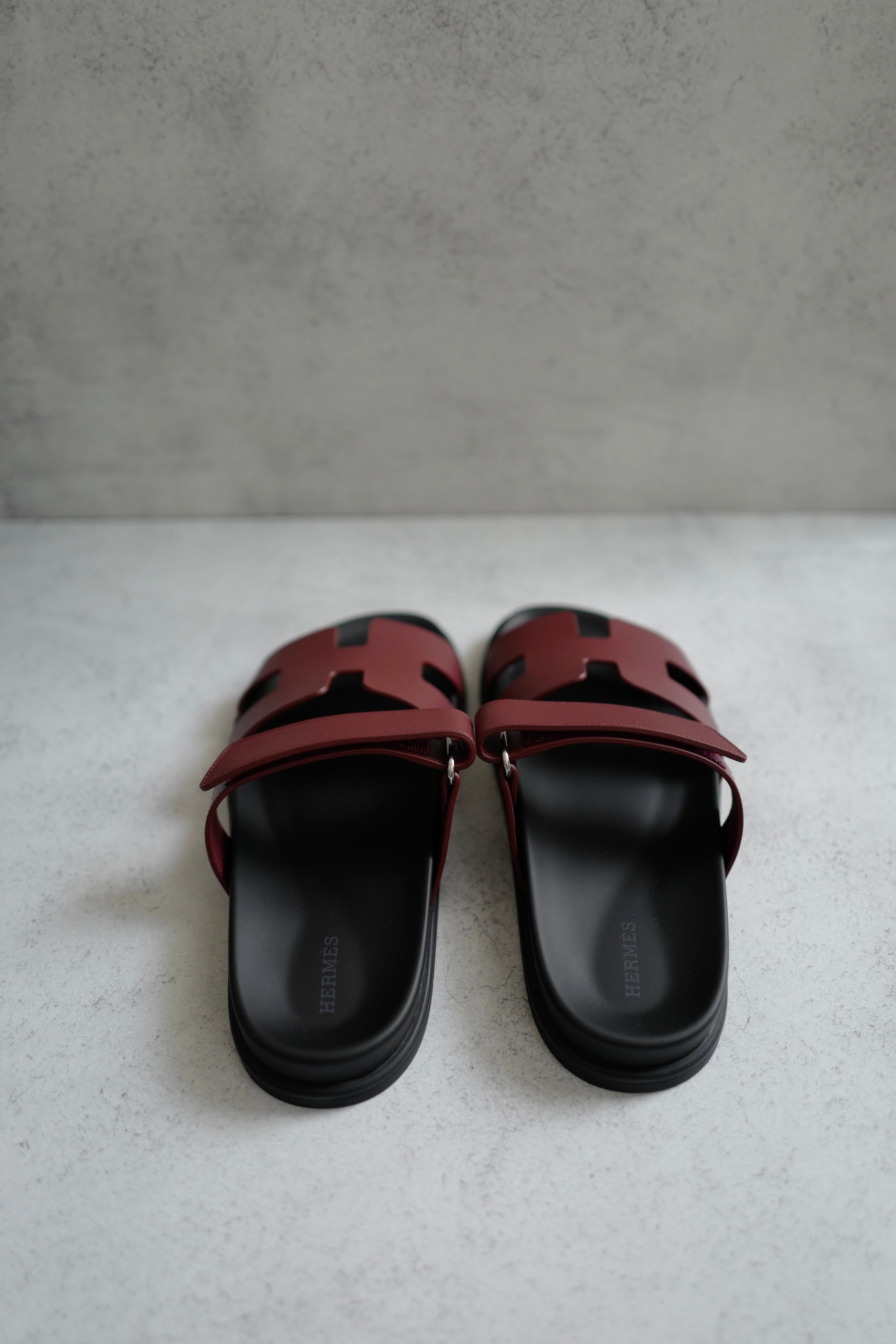 BNIB Hermès Chypre Sandals Rouge H Calfskin Leather Size 39