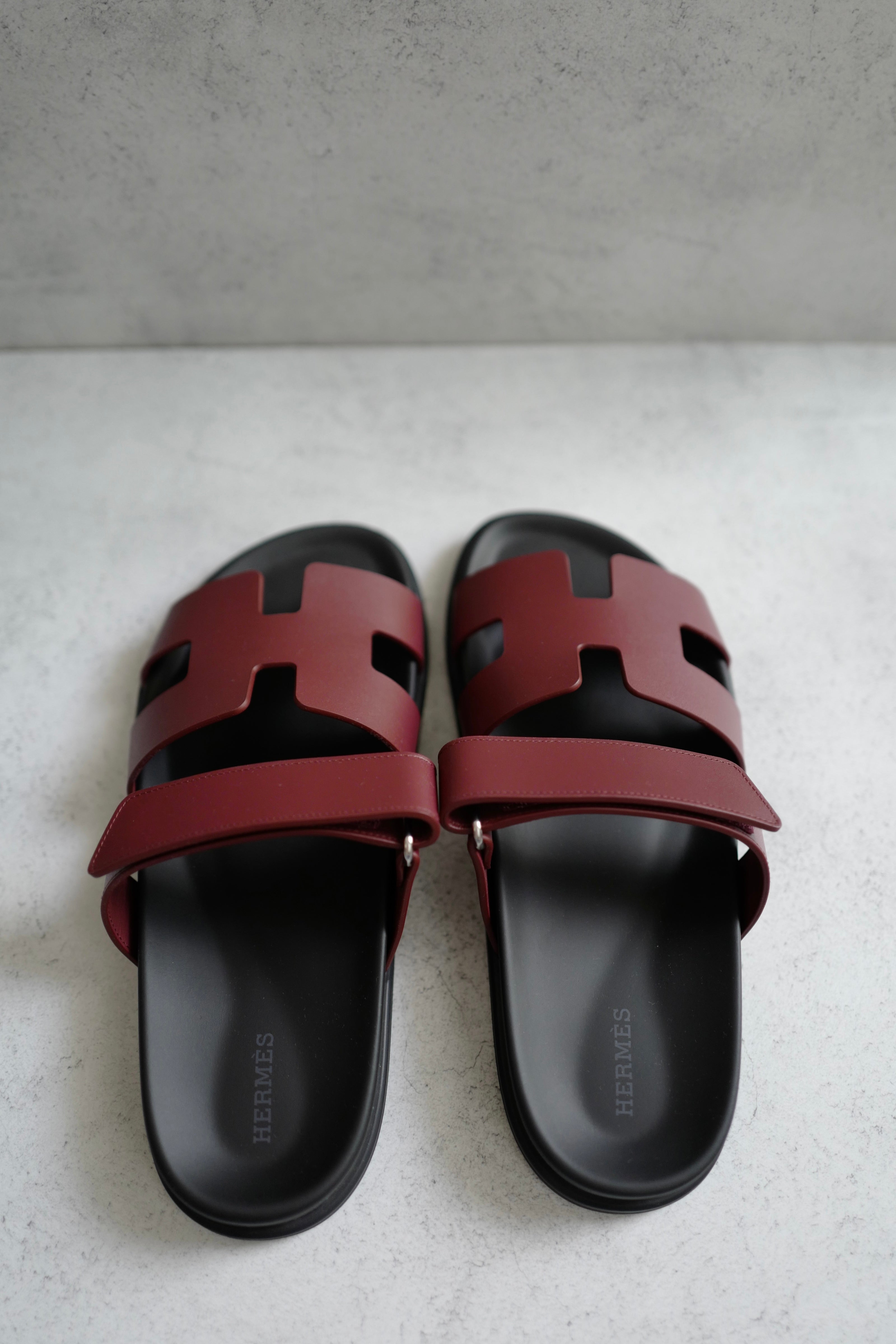 BNIB Hermès Chypre Sandals Rouge H Calfskin Leather Size 39
