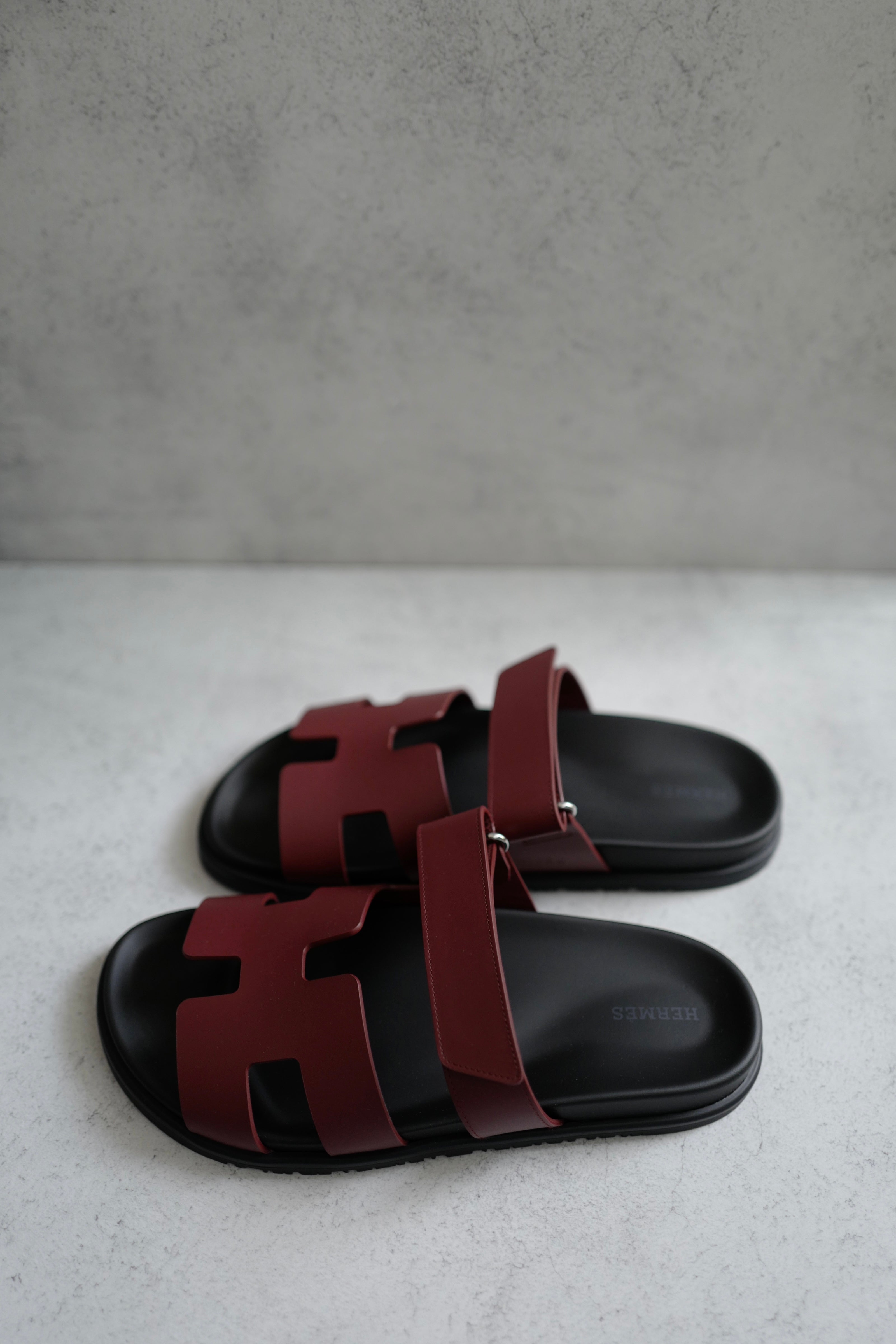 BNIB Hermès Chypre Sandals Rouge H Calfskin Leather Size 39