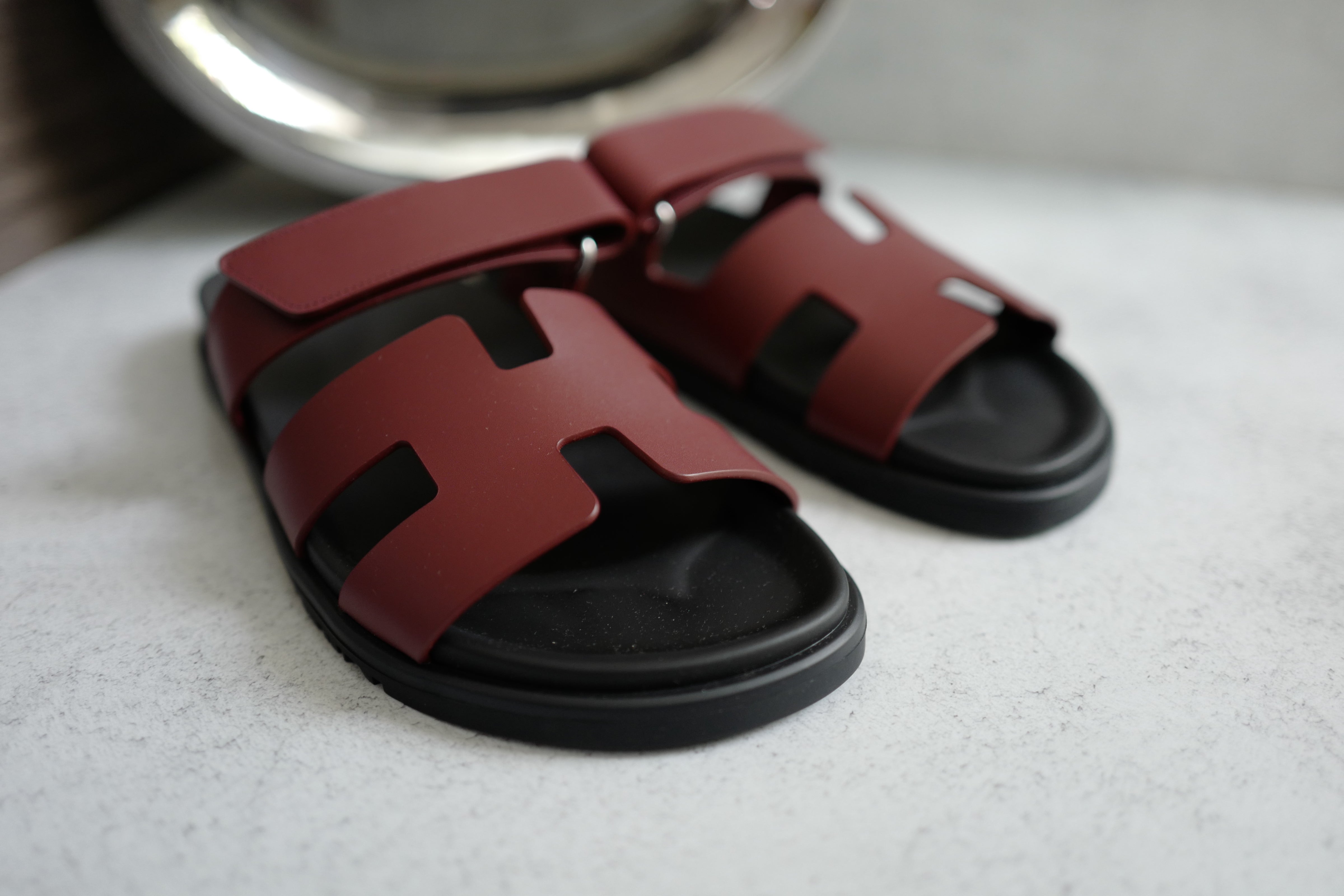 BNIB Hermès Chypre Sandals Rouge H Calfskin Leather Size 39