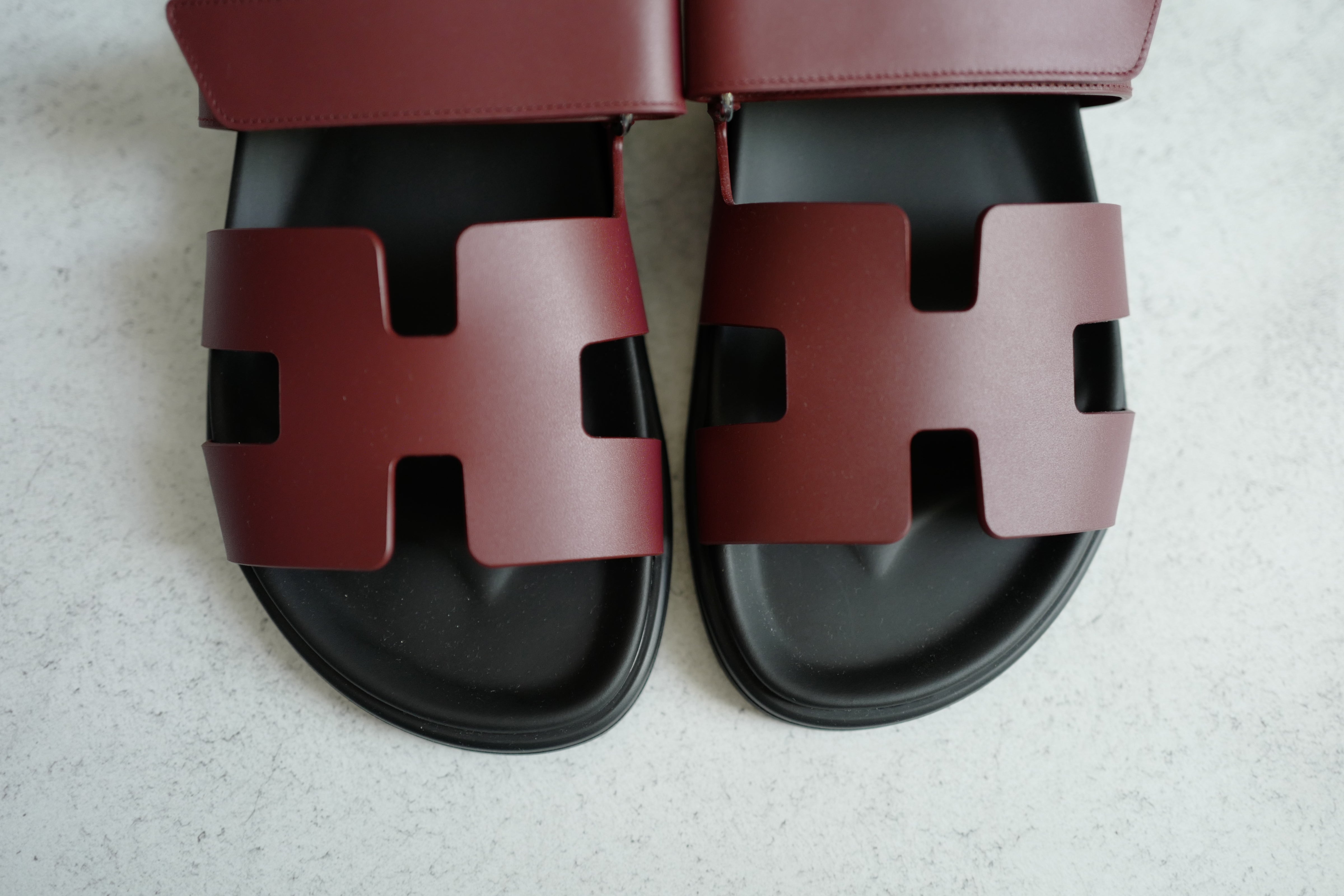 BNIB Hermès Chypre Sandals Rouge H Calfskin Leather Size 39