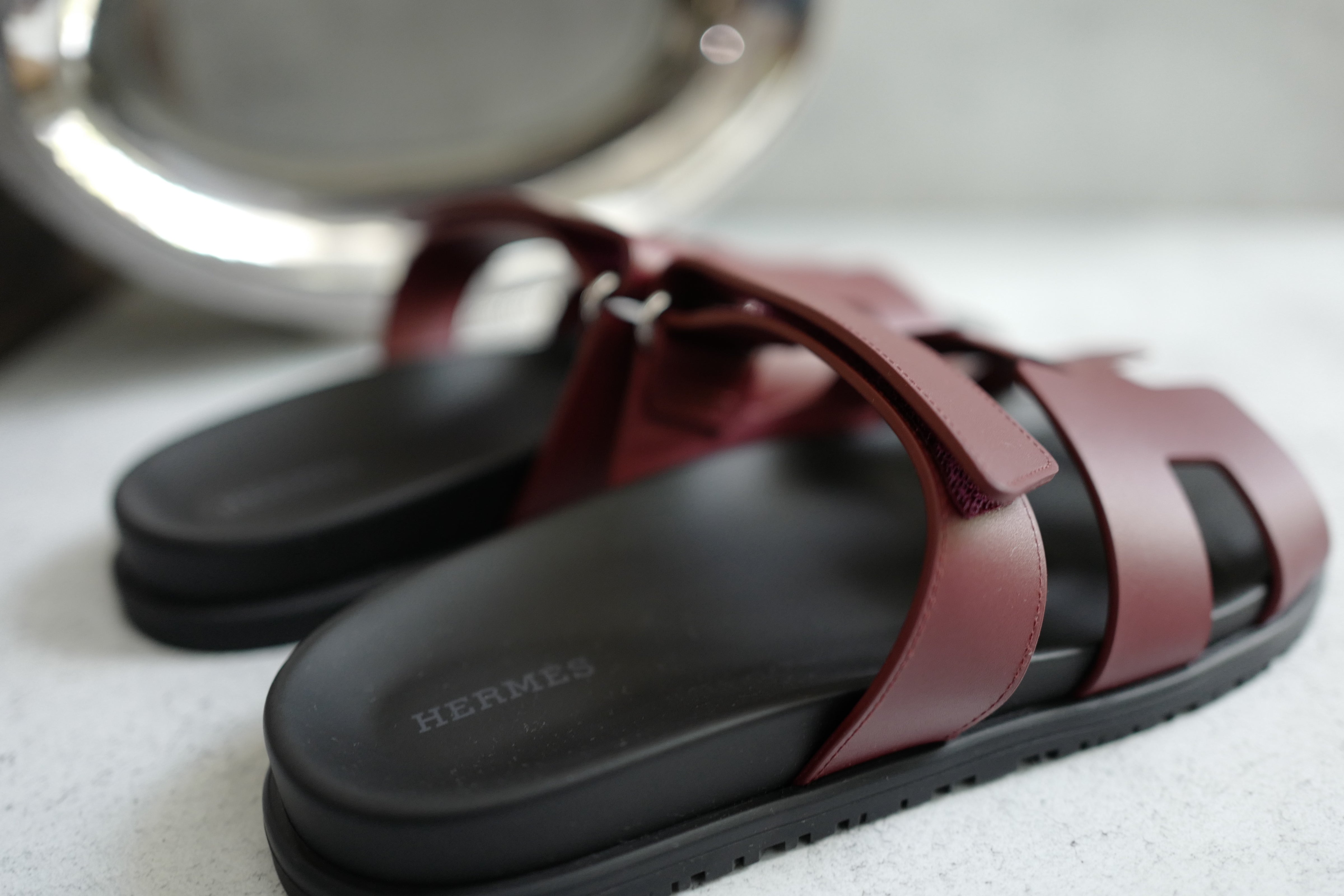 BNIB Hermès Chypre Sandals Rouge H Calfskin Leather Size 39