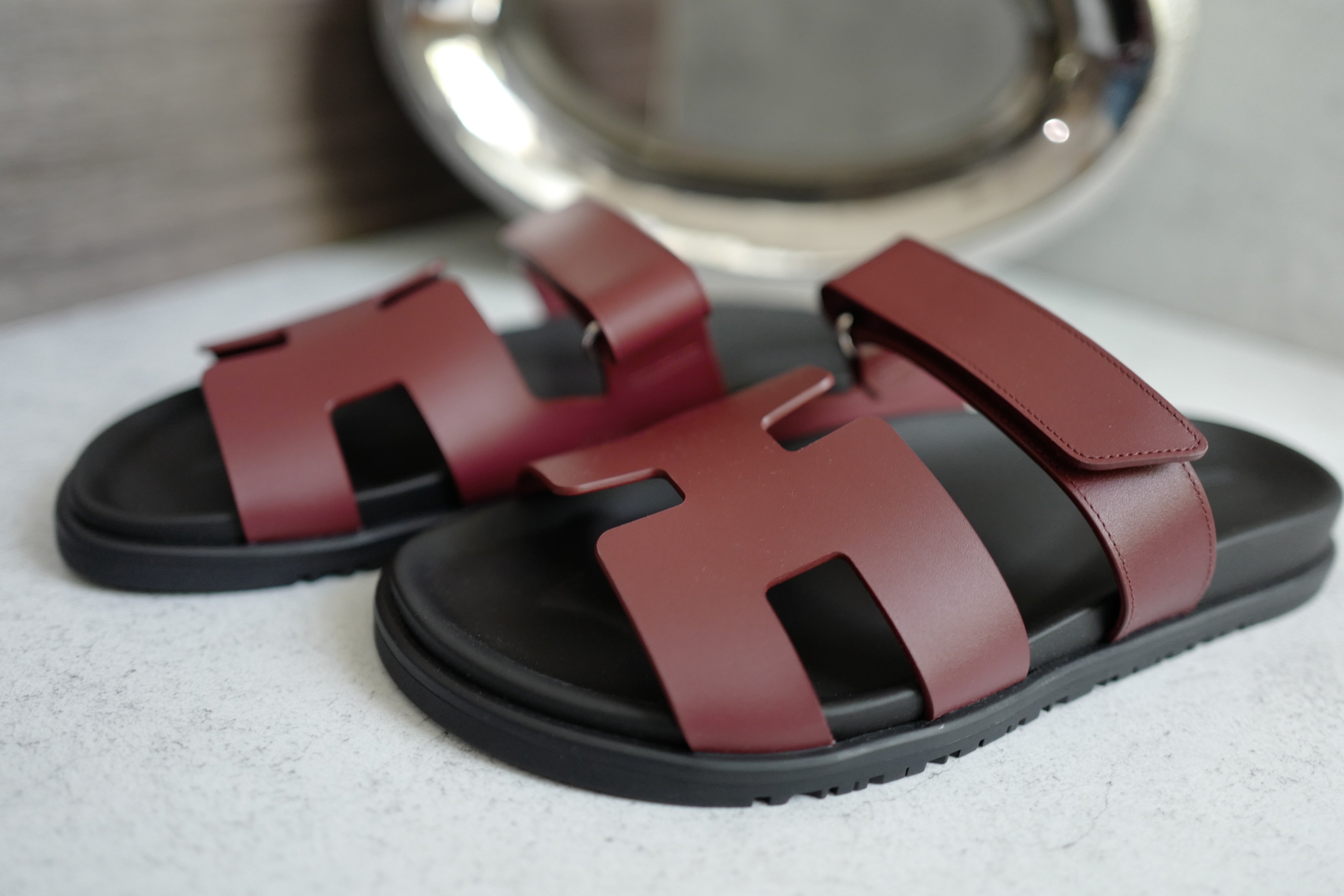 BNIB Hermès Chypre Sandals Rouge H Calfskin Leather Size 39