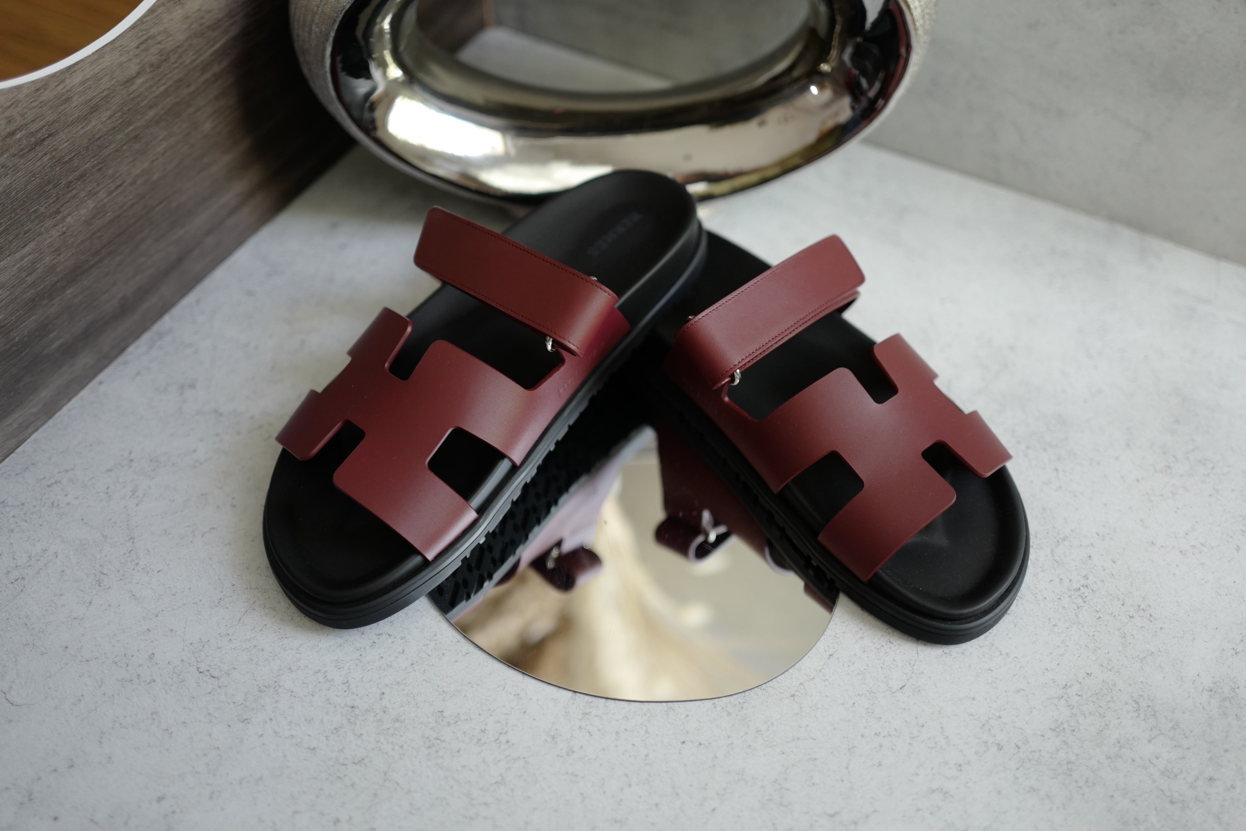 BNIB Hermès Chypre Sandals Rouge H Calfskin Leather Size 39