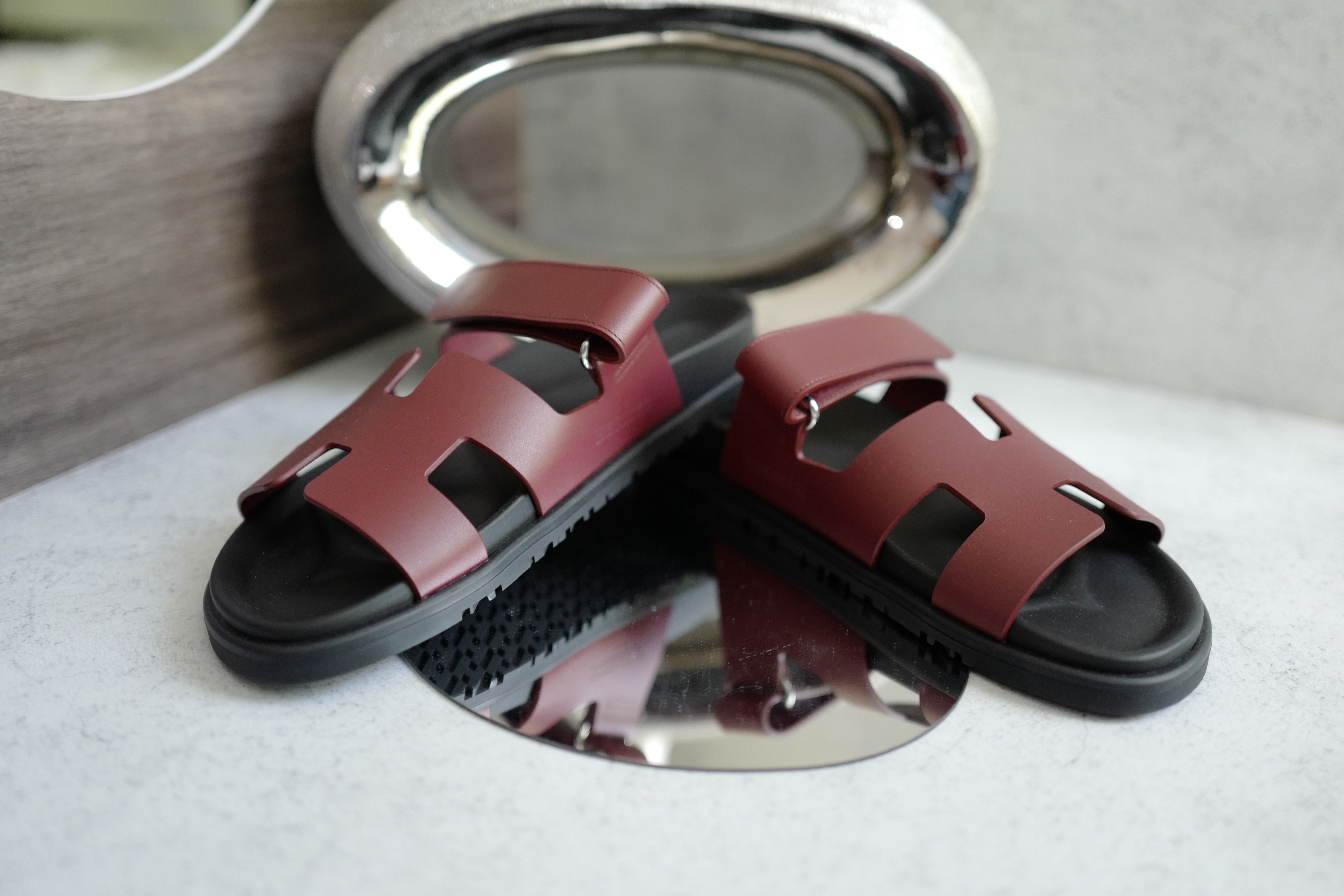 BNIB Hermès Chypre Sandals Rouge H Calfskin Leather Size 39