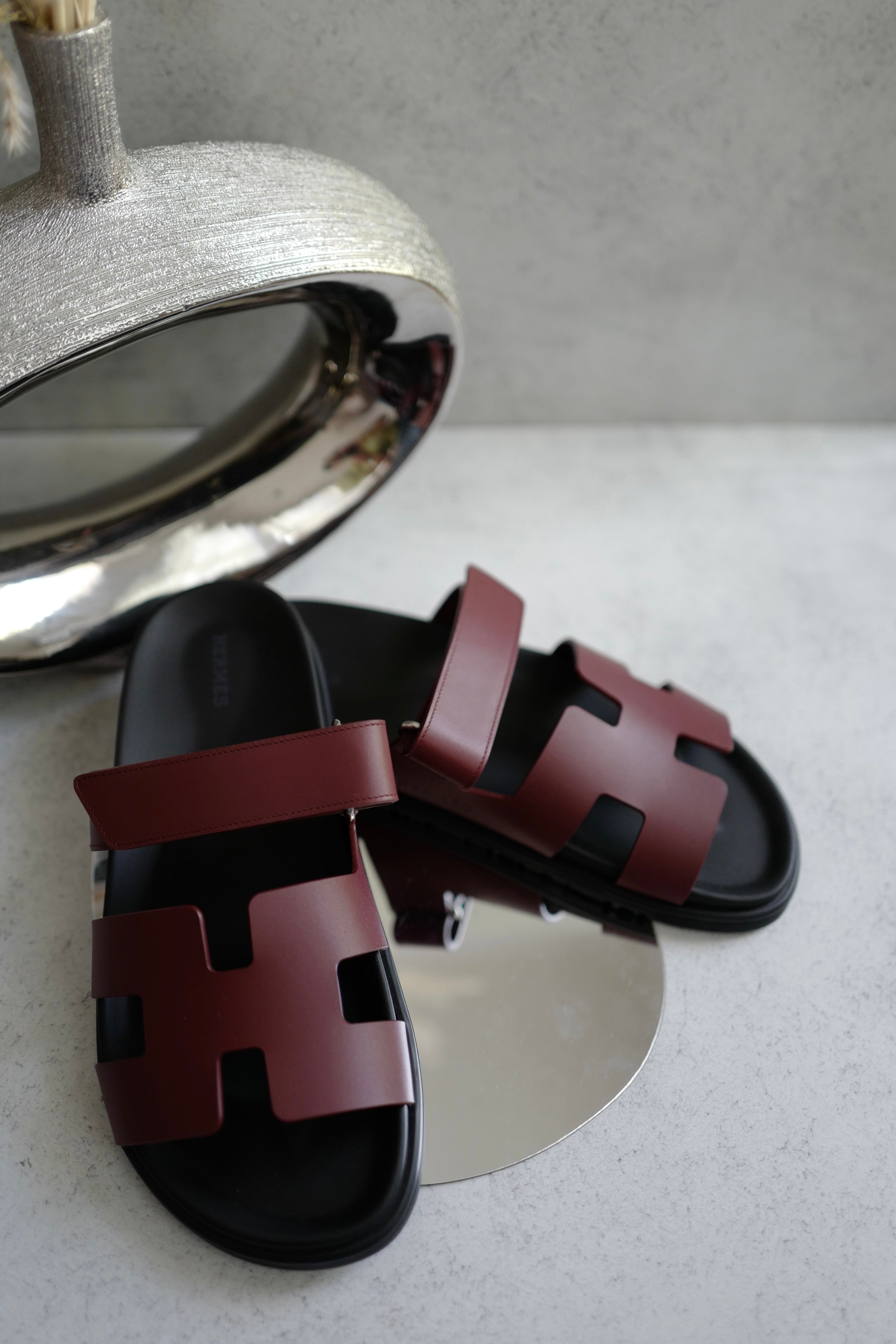 BNIB Hermès Chypre Sandals Rouge H Calfskin Leather Size 39