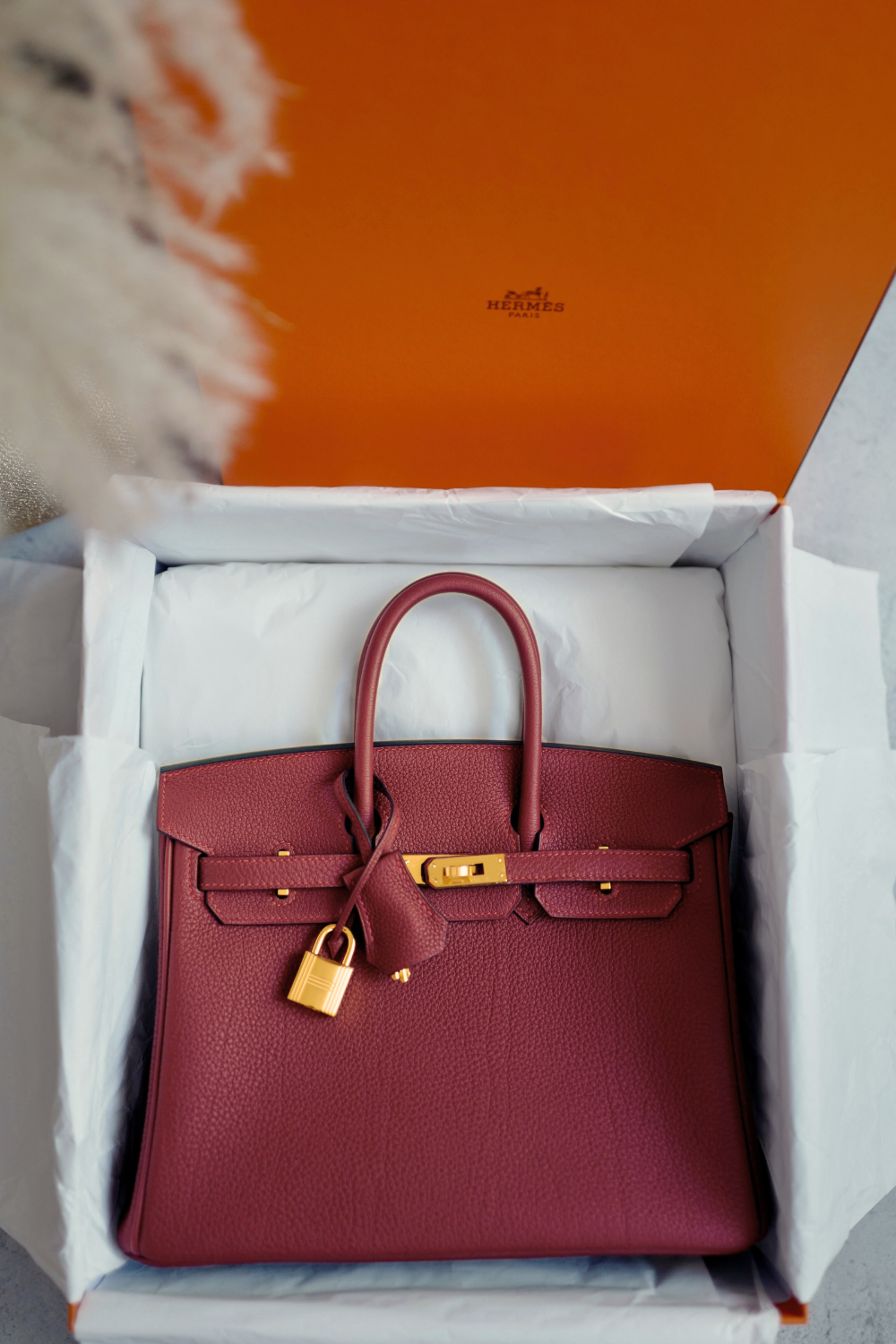Hermes Birkin 25 Rouge H Togo Gold Hardware Complete W Stamp 2024