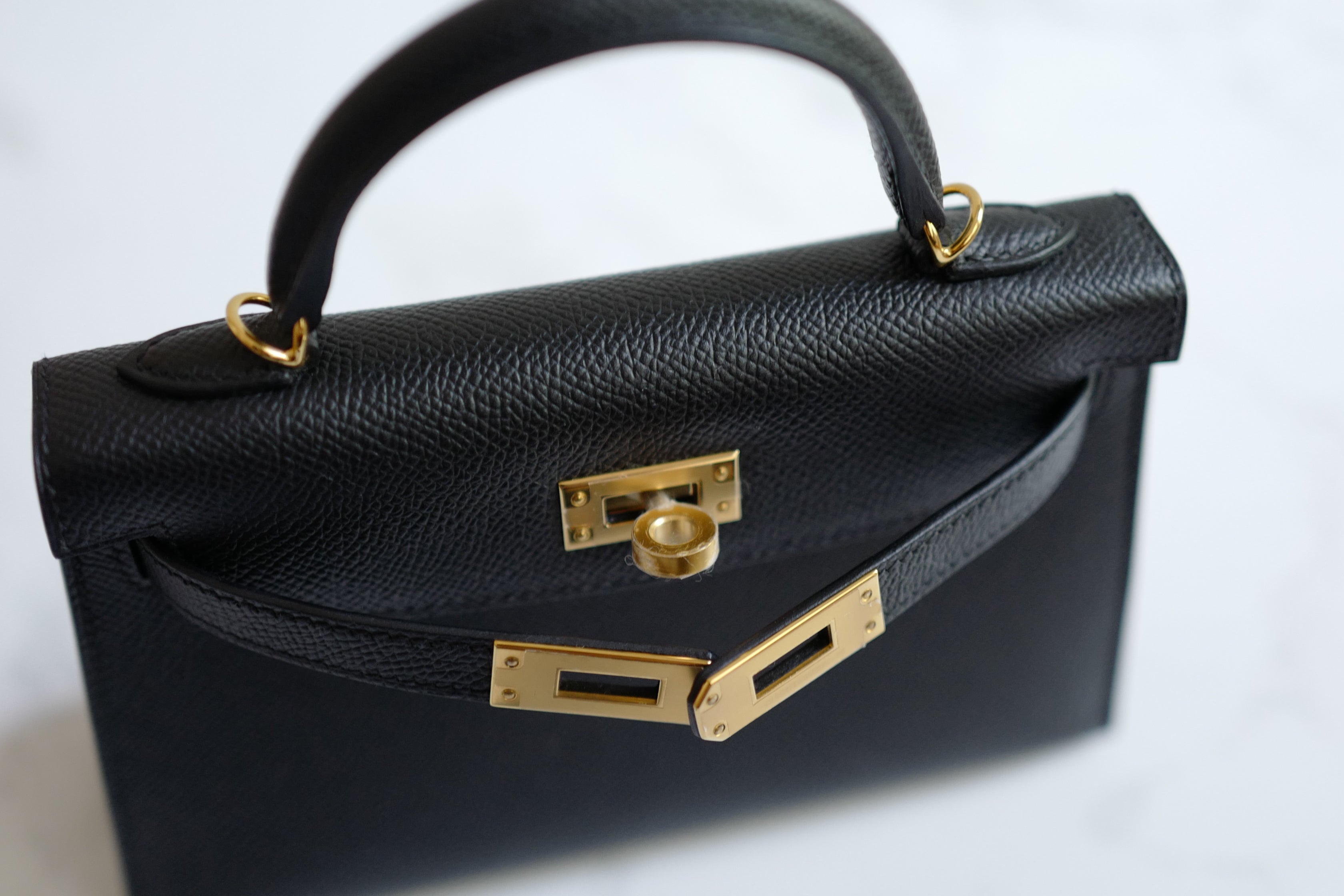 Hermes Mini Kelly II in Black/Noir Epsom Leather with Gold Hardware