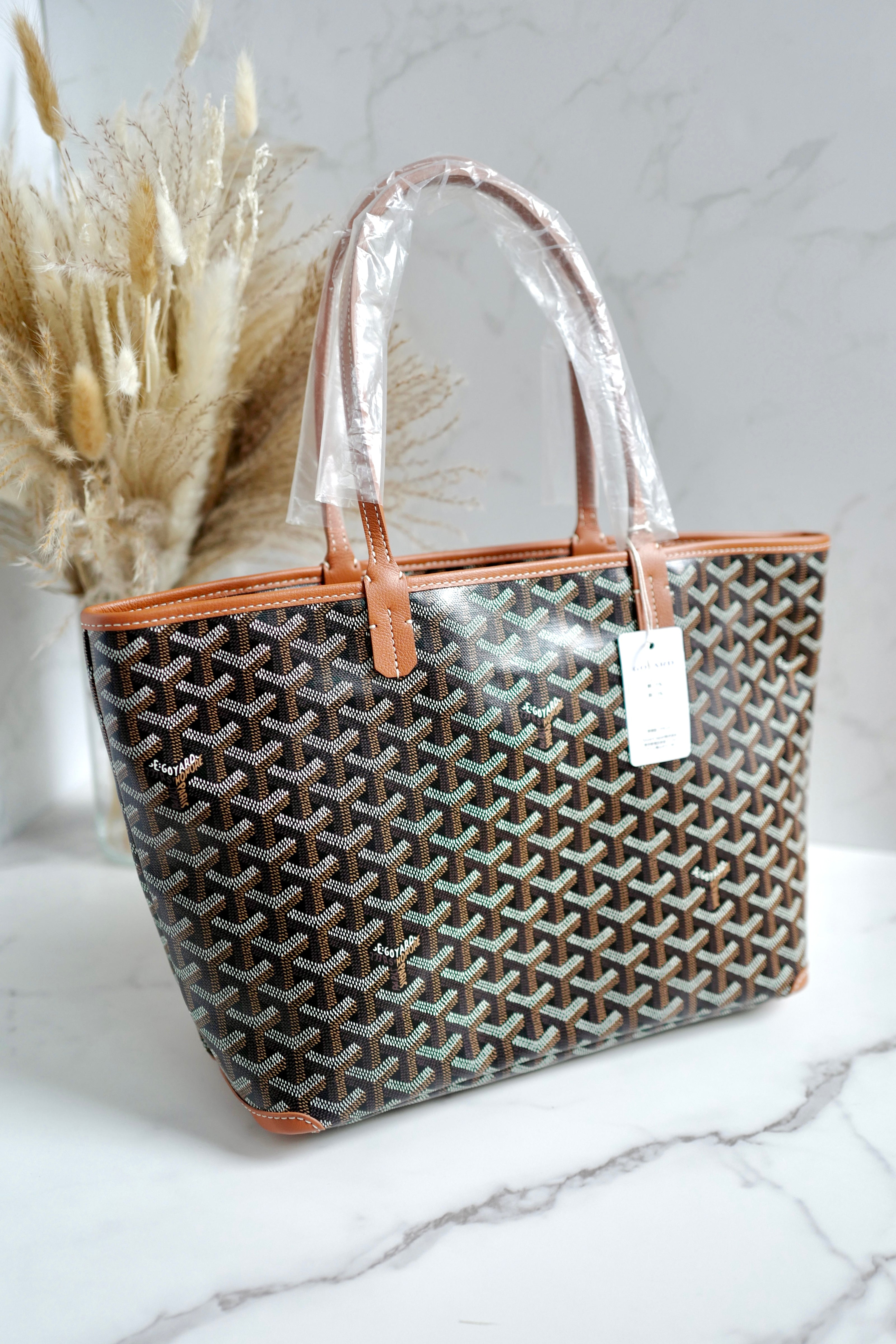 NEW Goyard Artois PM Bag in Black & Tan with Palladium HW