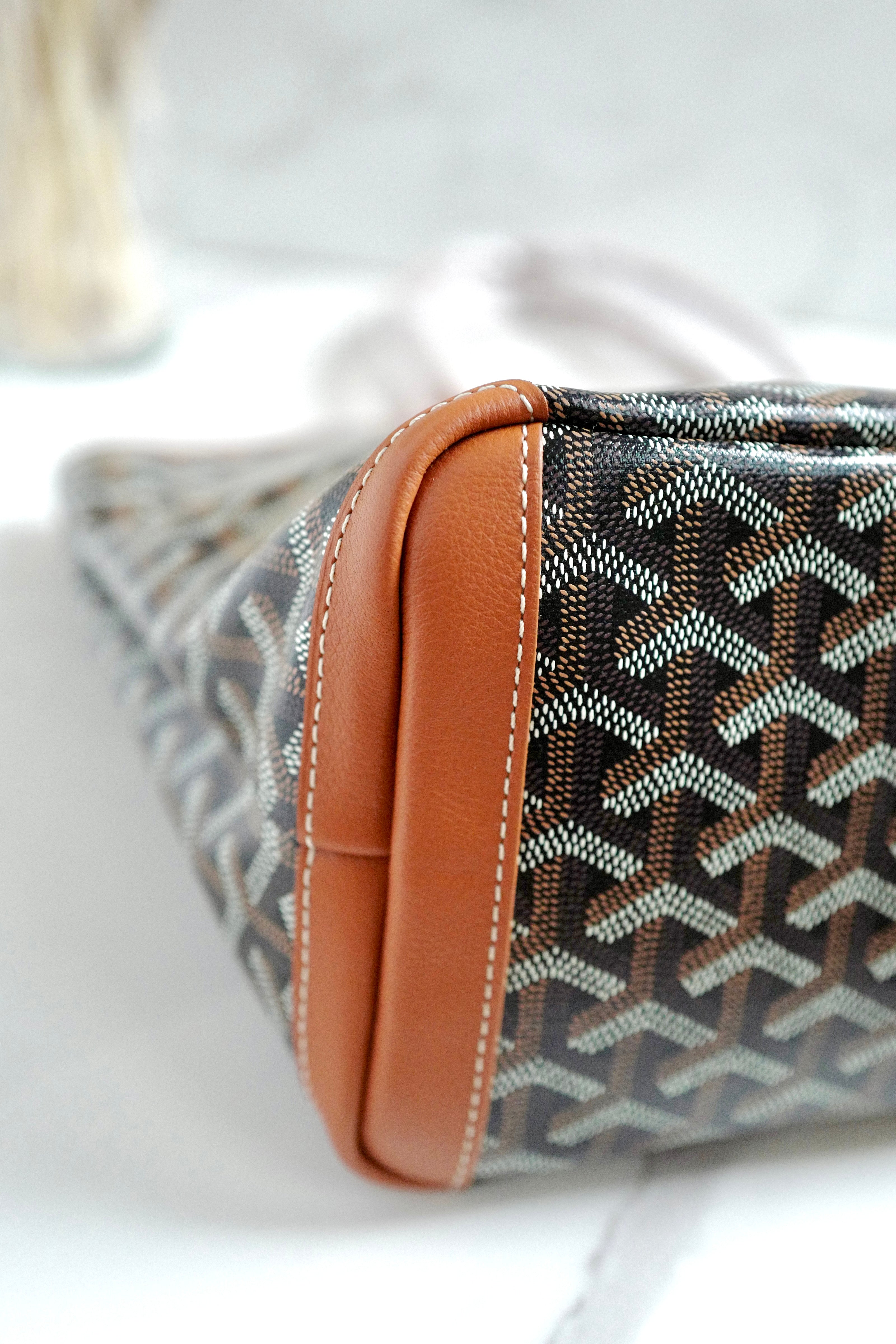 NEW Goyard Artois PM Bag in Black & Tan with Palladium HW