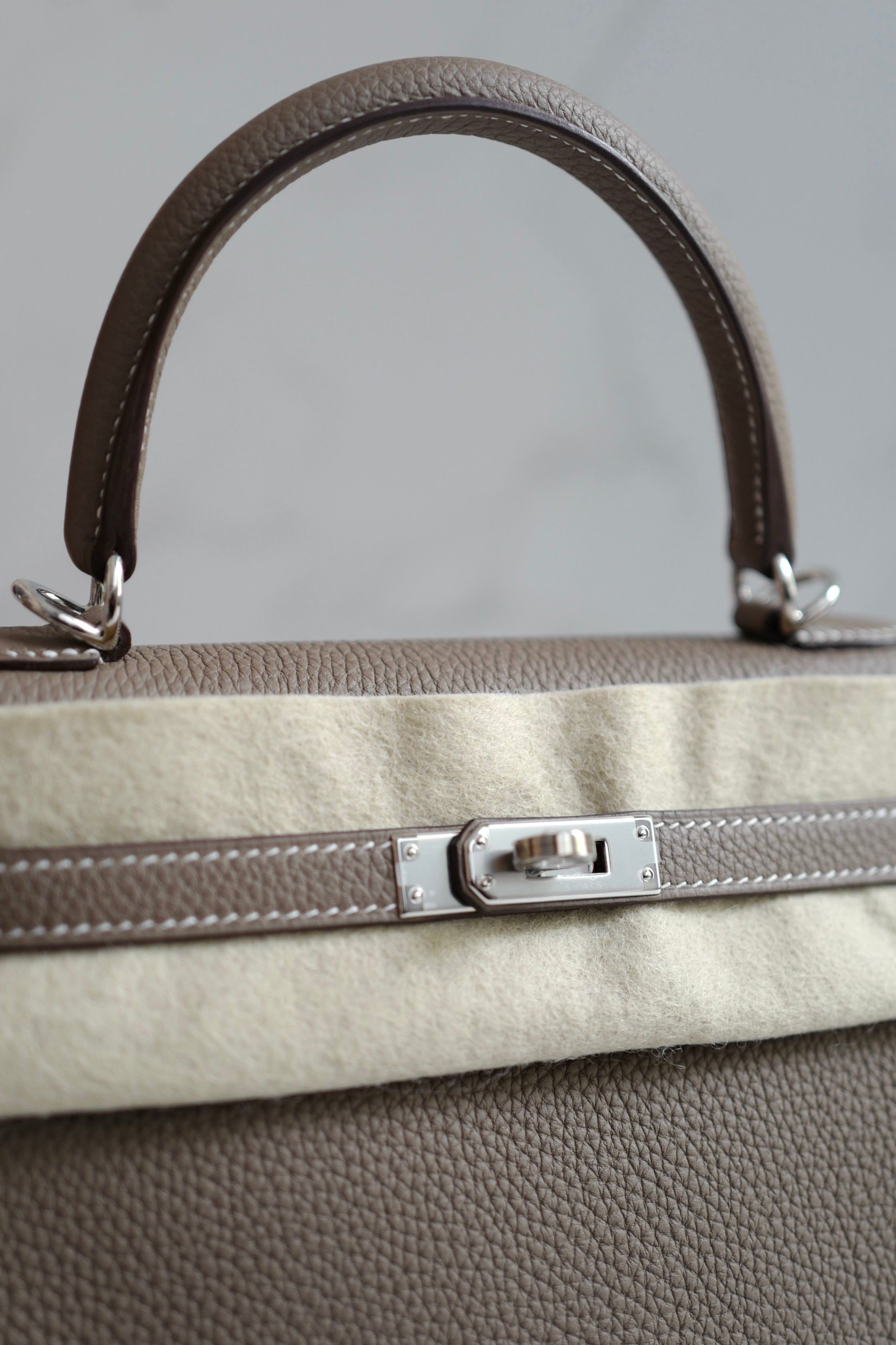 BNIB Hermes Kelly 25 Etoupe Togo Retourne Palladium HW Y 2020 NEW