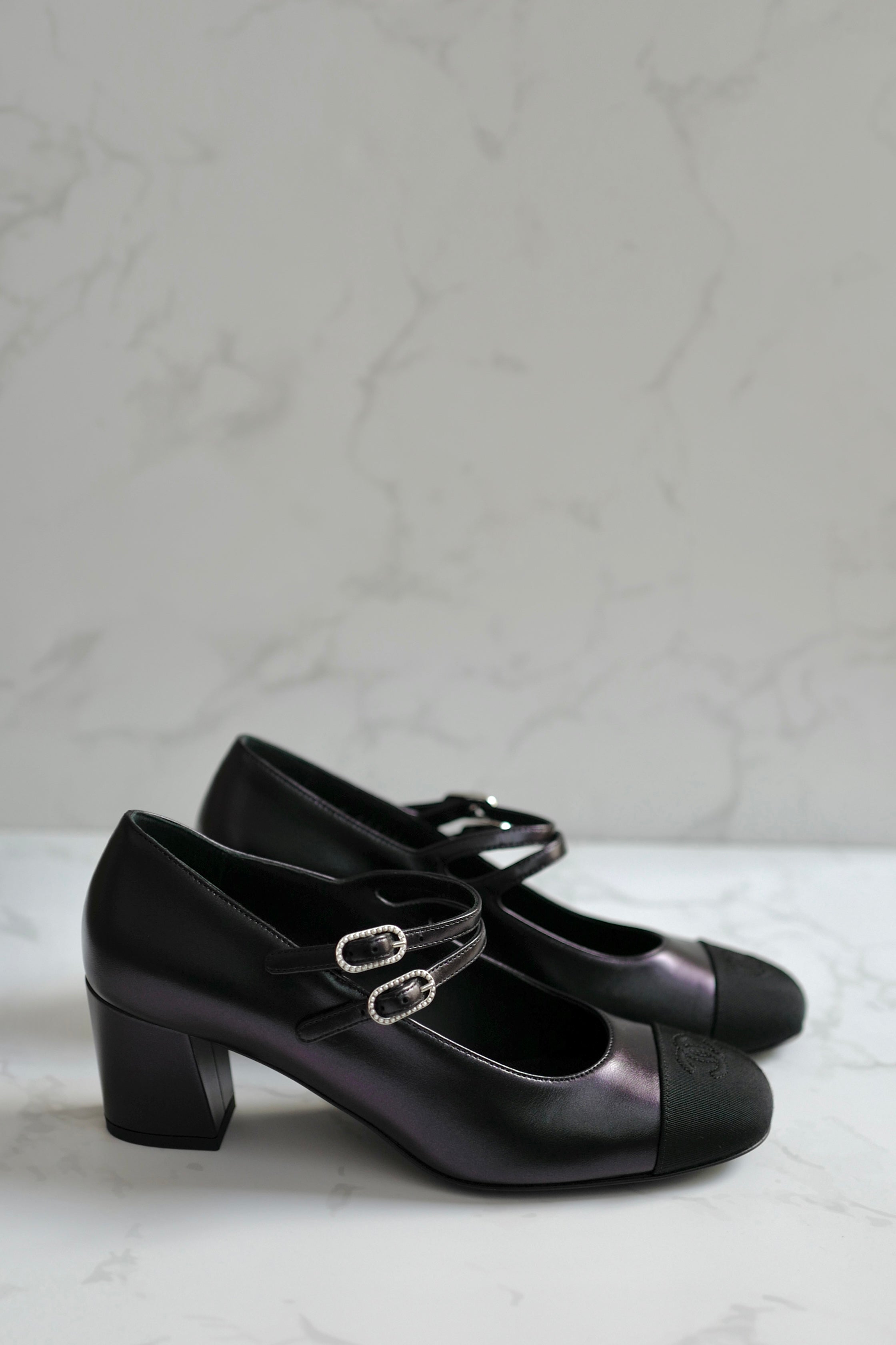 BNIB Chanel 24S Mary Jane Heels In Black Leather size 38.5 $1350