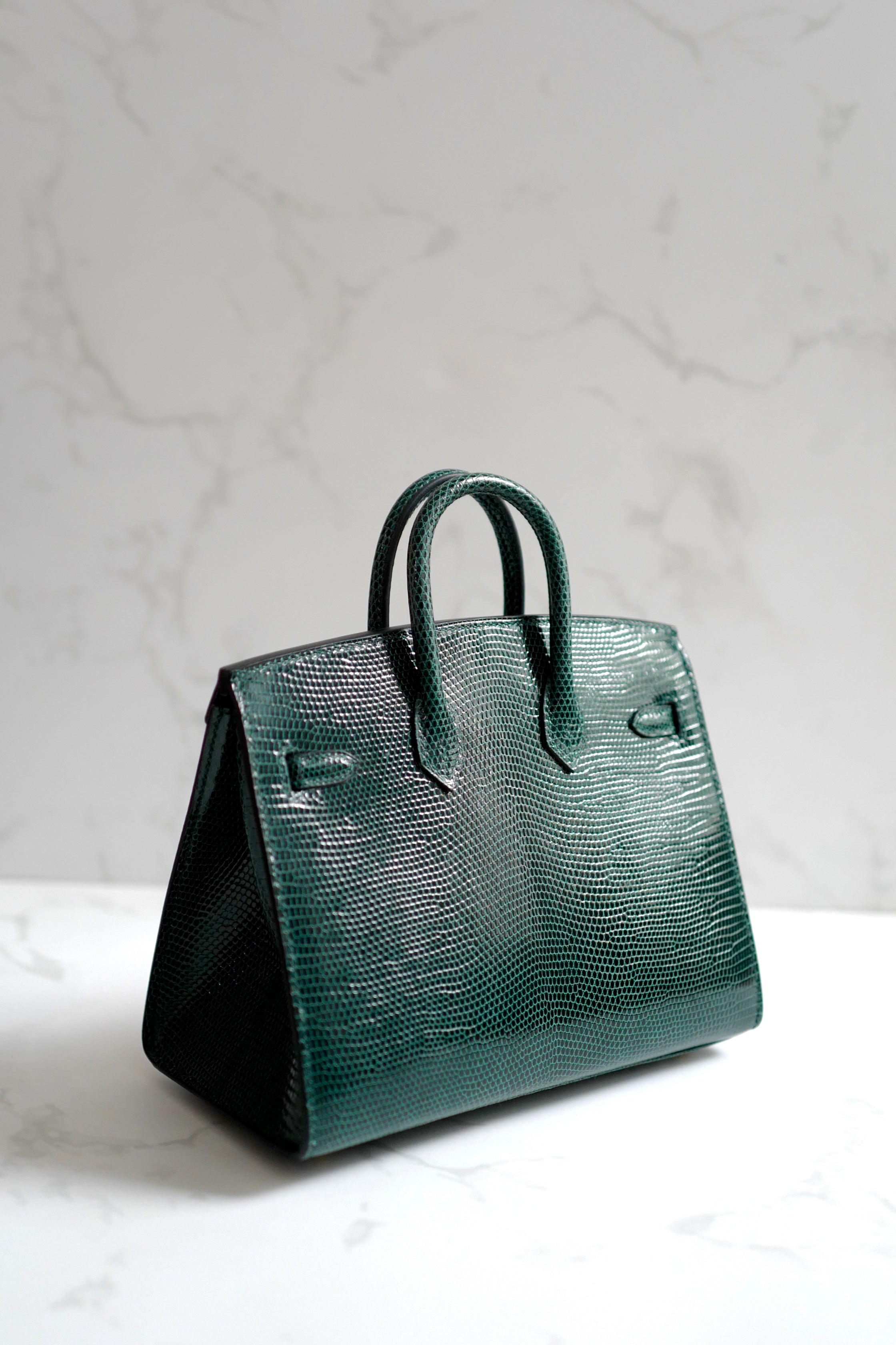 Hermes BIRKIN 20 Lizard Lisse in Vert Cypress Gold Hardware