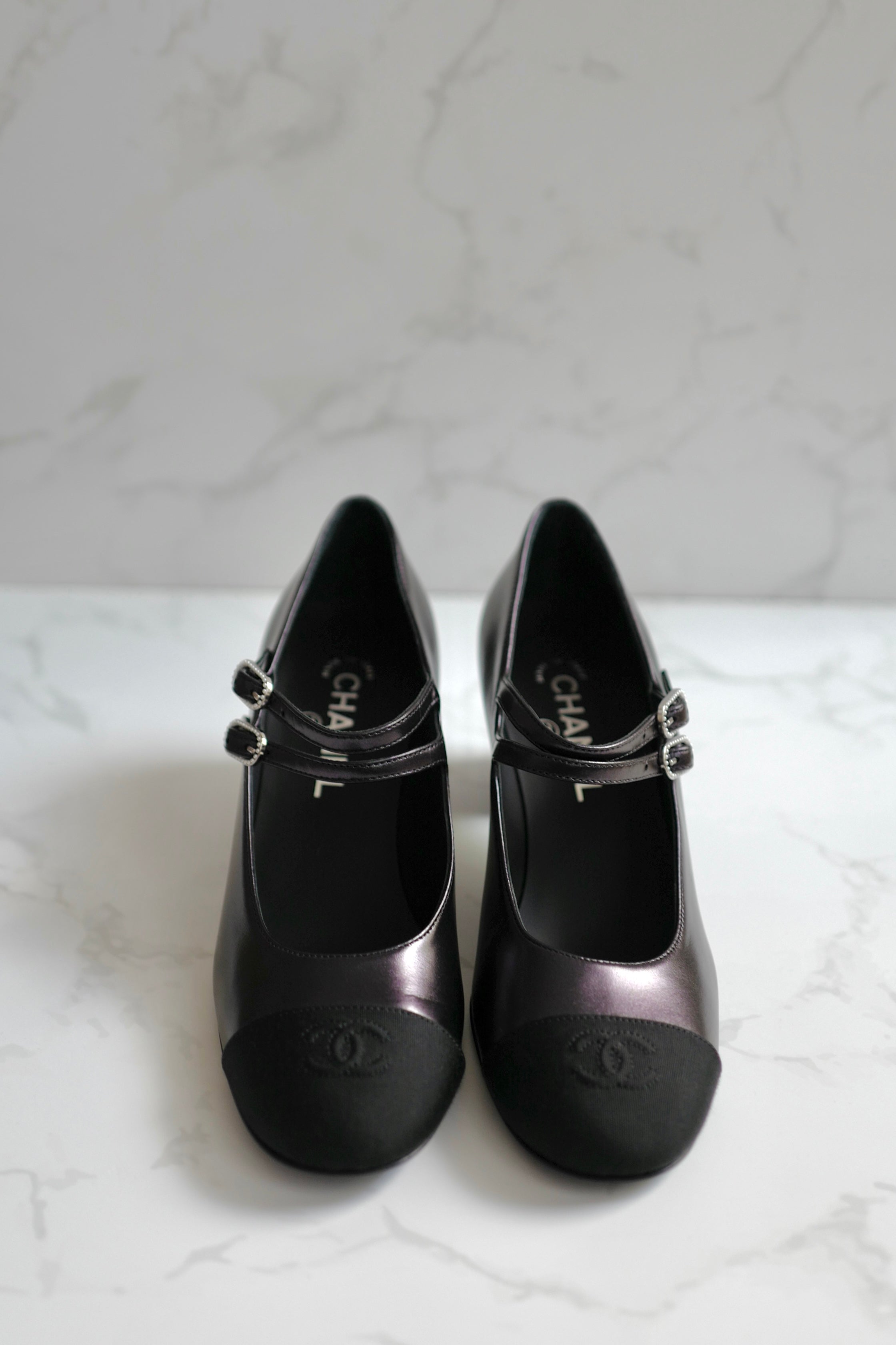 BNIB Chanel 24S Mary Jane Heels In Black Leather size 38.5 $1350