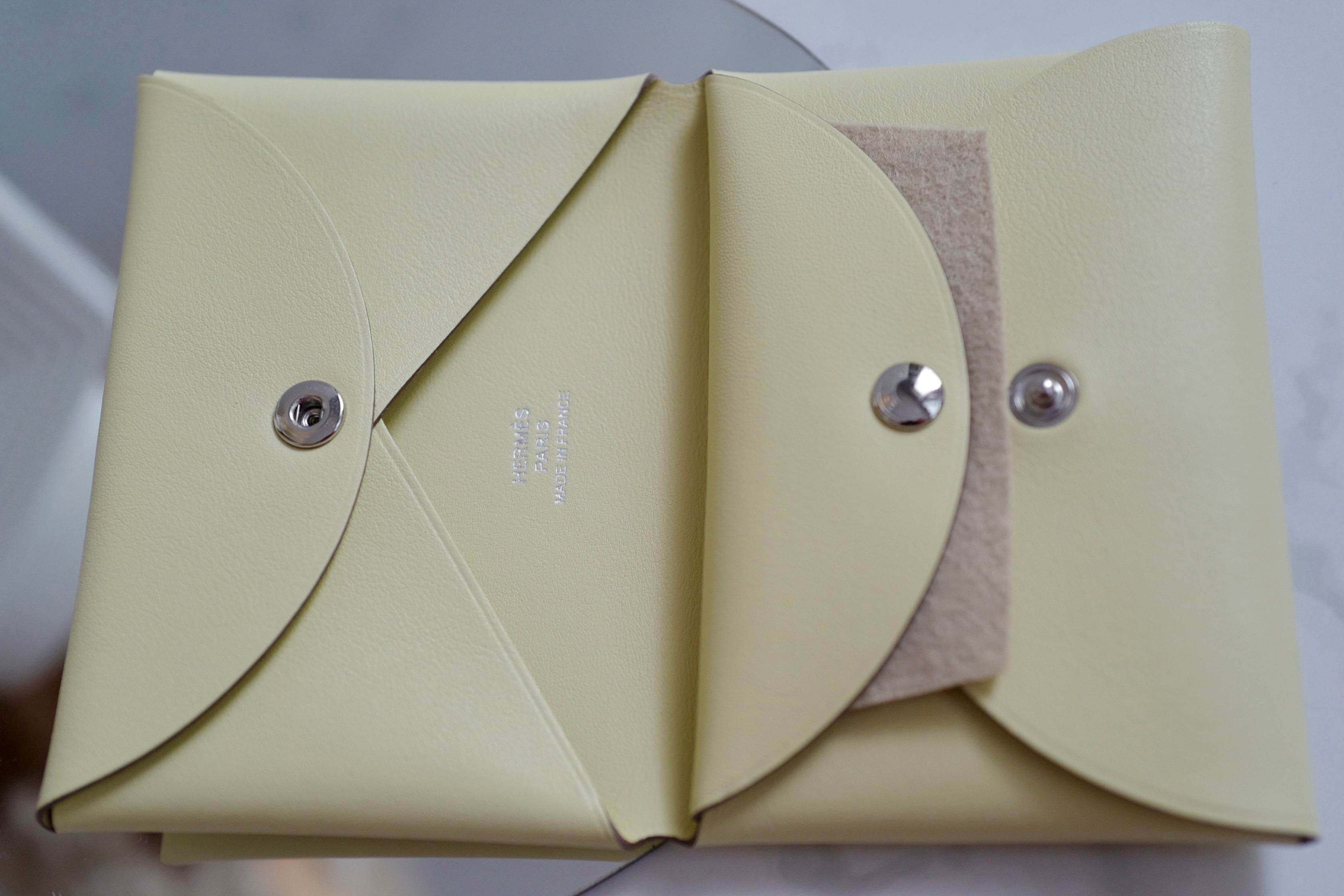 BNIB Hermes Calvi Duo in Spring Panther Veau Swift Card Holder PHW