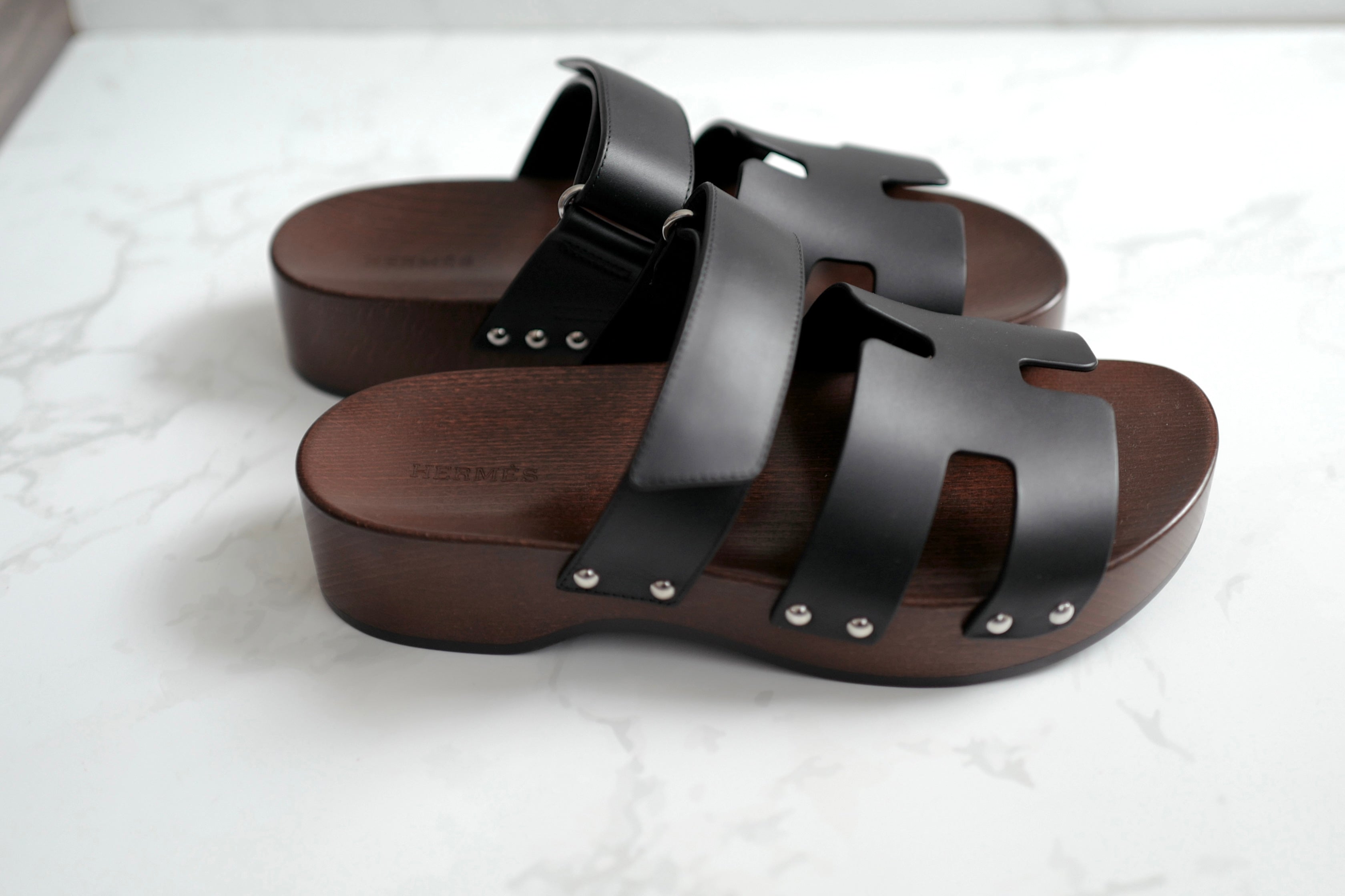 BNIB HERMÈS Kos Veau Women's Clog Noir - Size 38