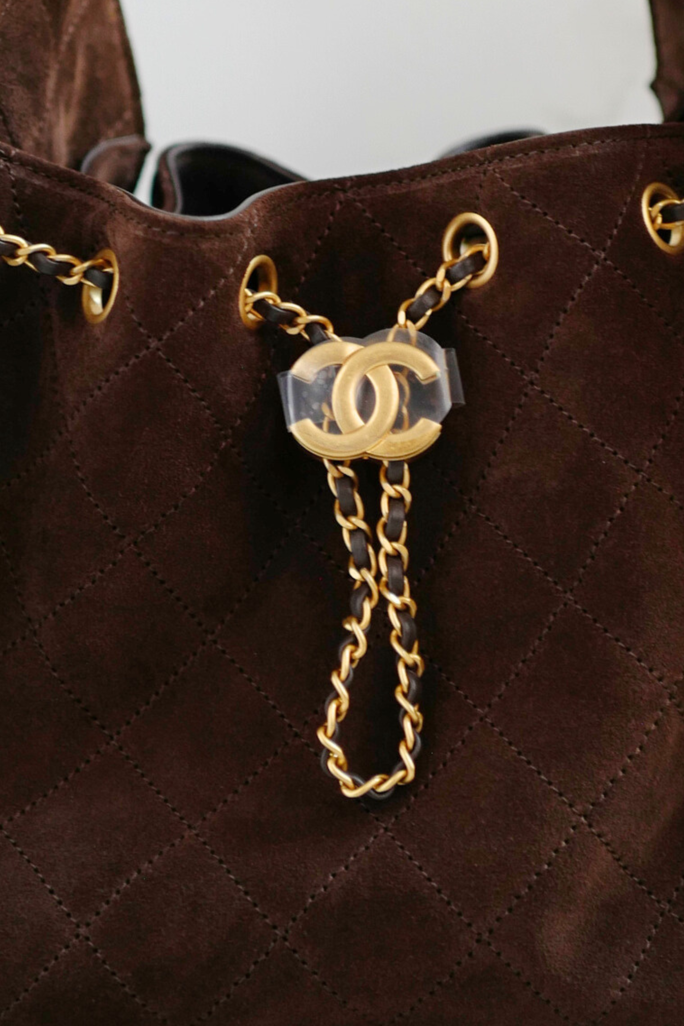 Chanel 25K Small Hobo Bag Dark Brown Suede with Gold Hardware