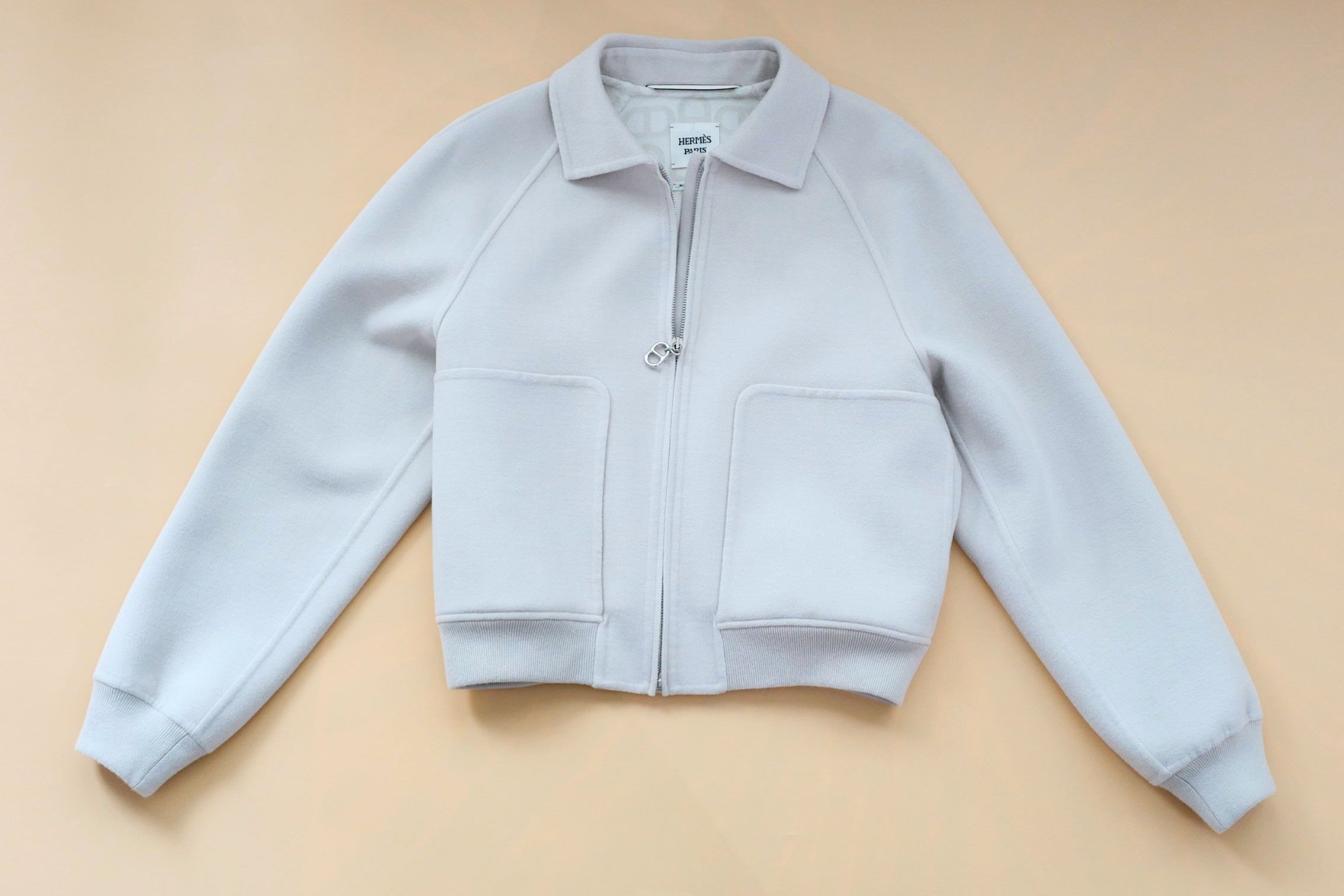 Hermès Jacket Chaine d'Ancre Blanc Sable Virgin Wool Size 36