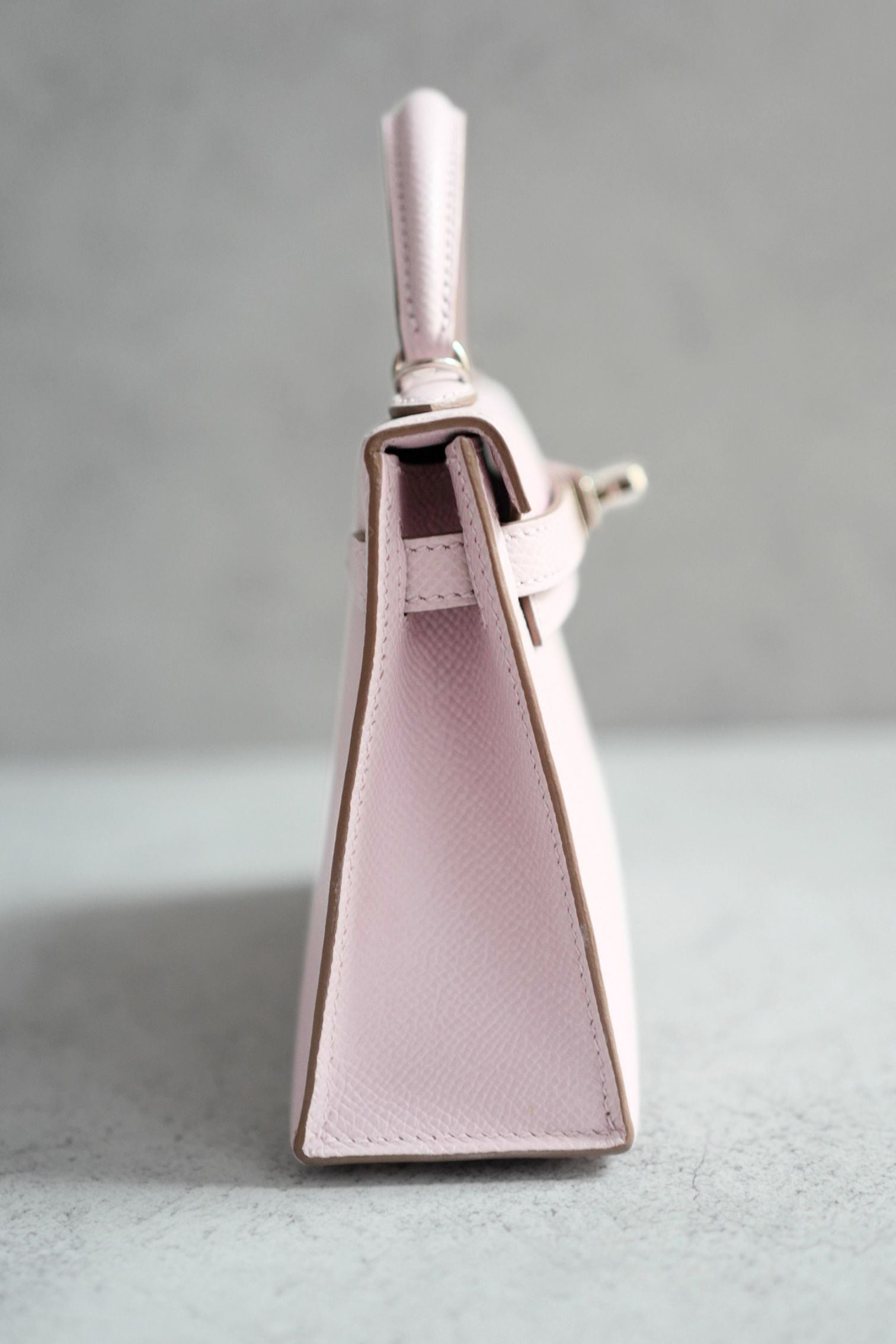 Hermès Mini Kelly Mauve Pale Epsom Leather Palladium Hardware 2024 Stamp B