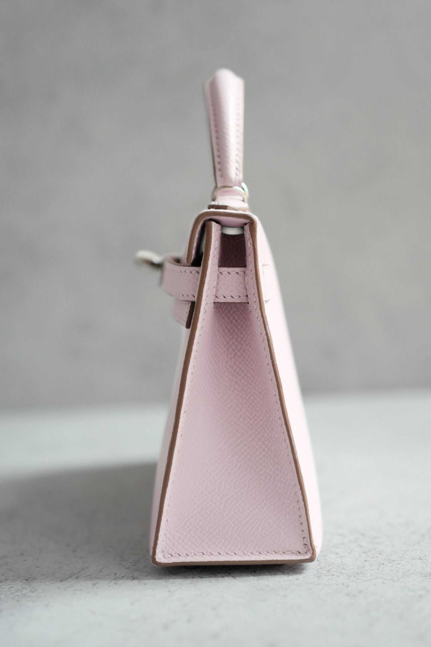 Hermès Mini Kelly Mauve Pale Epsom Leather Palladium Hardware 2024 Stamp B
