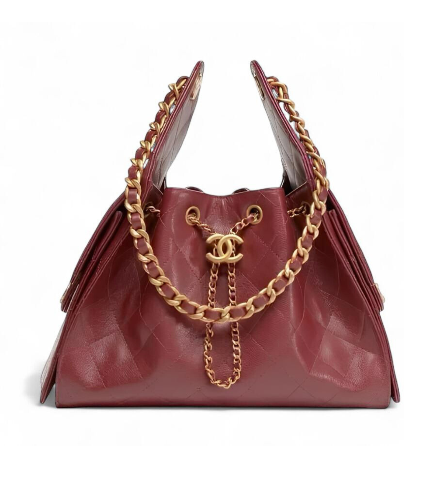 BNIB CHANEL Spring-Summer 25S Small Hobo Bag Grained Calfskin Burgundy GHW