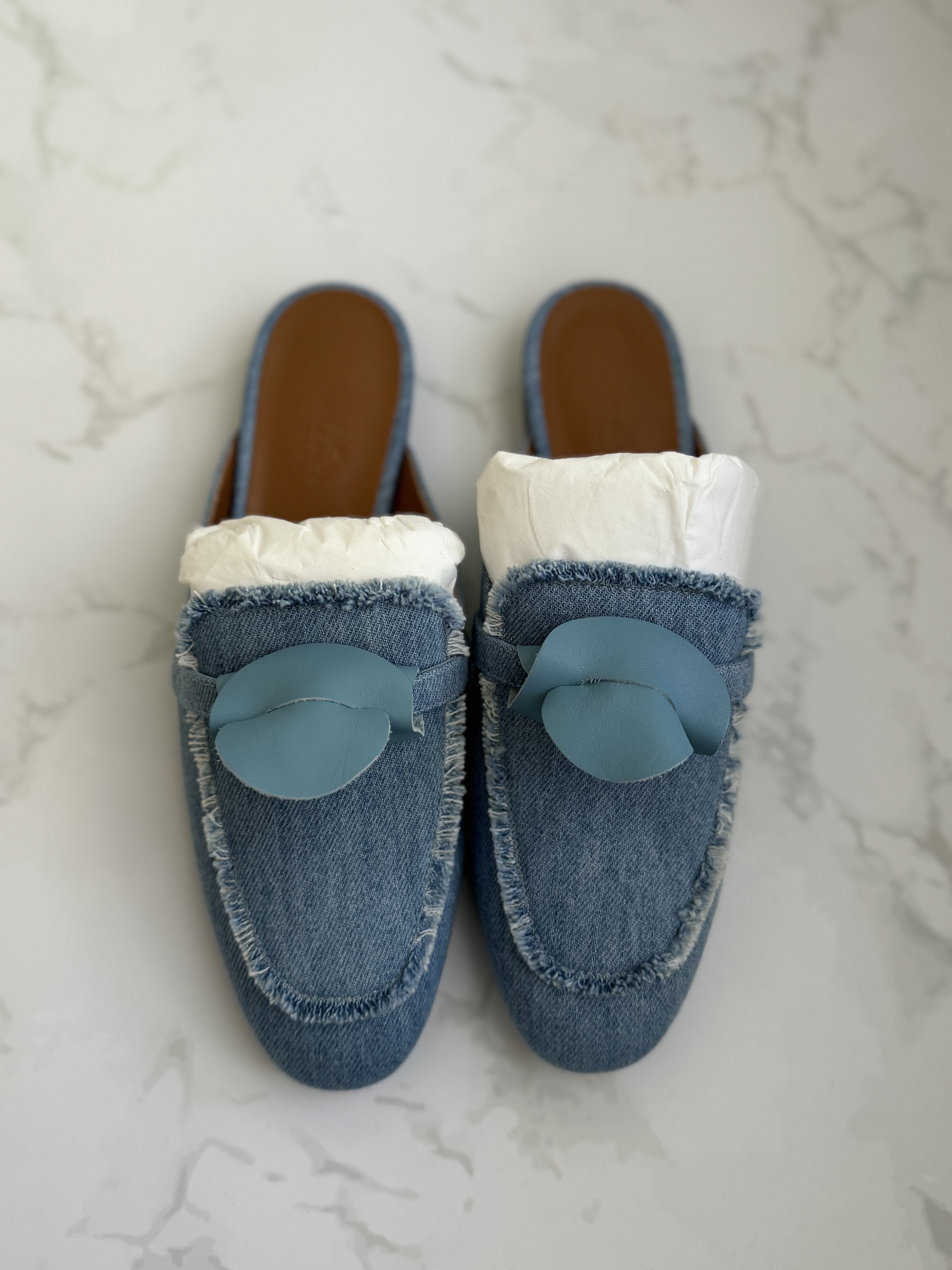 BNIB Hermes Women's Oz Mule Canvas in Denim Blue Clair with Palladium Size 38