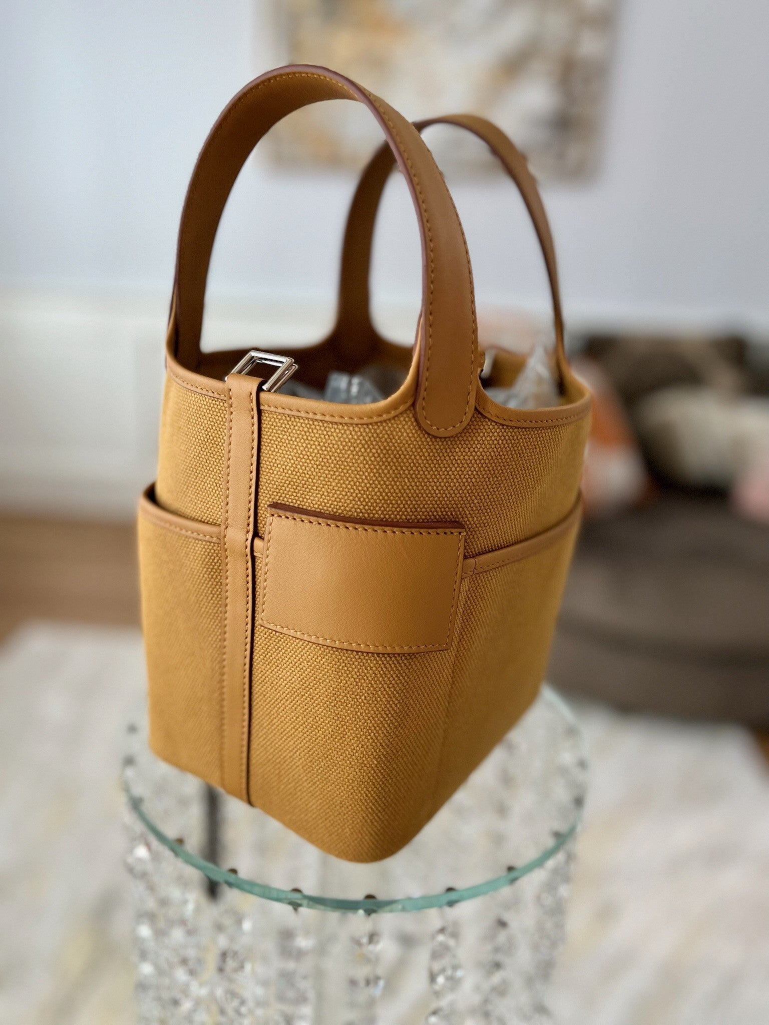 BNIB Hermes Picotin 18 Cargo in Sesame Palladium Hardware B Stamp
