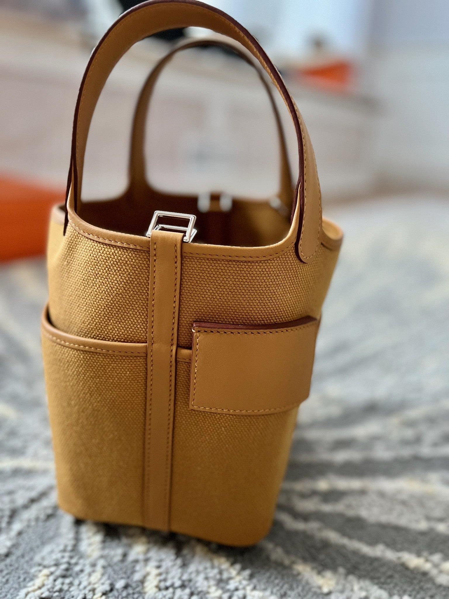BNIB Hermes Picotin 18 Cargo in Sesame Palladium Hardware B Stamp