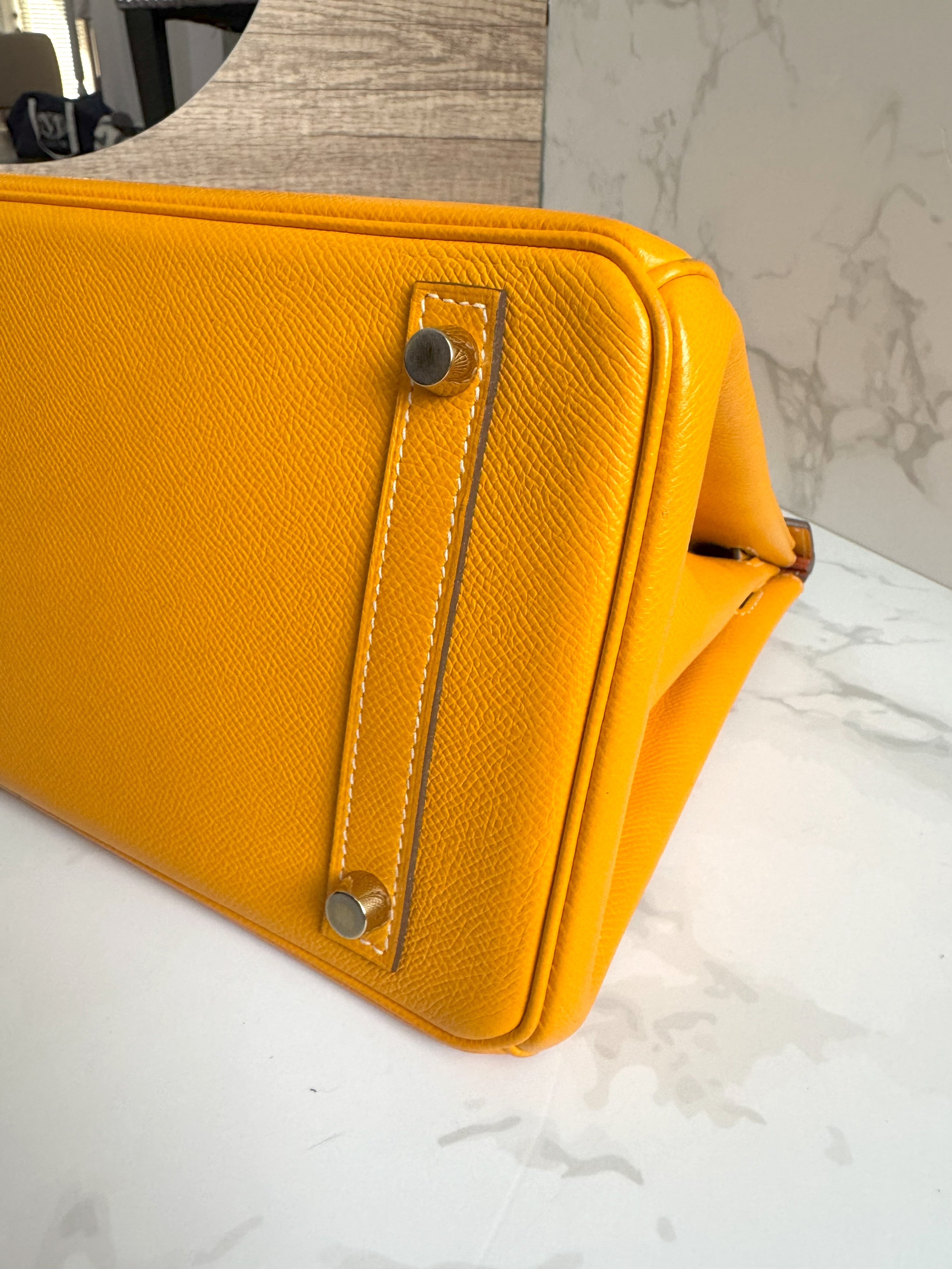 Hermès Birkin 30 Jaune d'Or Epsom Leather Candy Edition Orange Inside & Gold HW