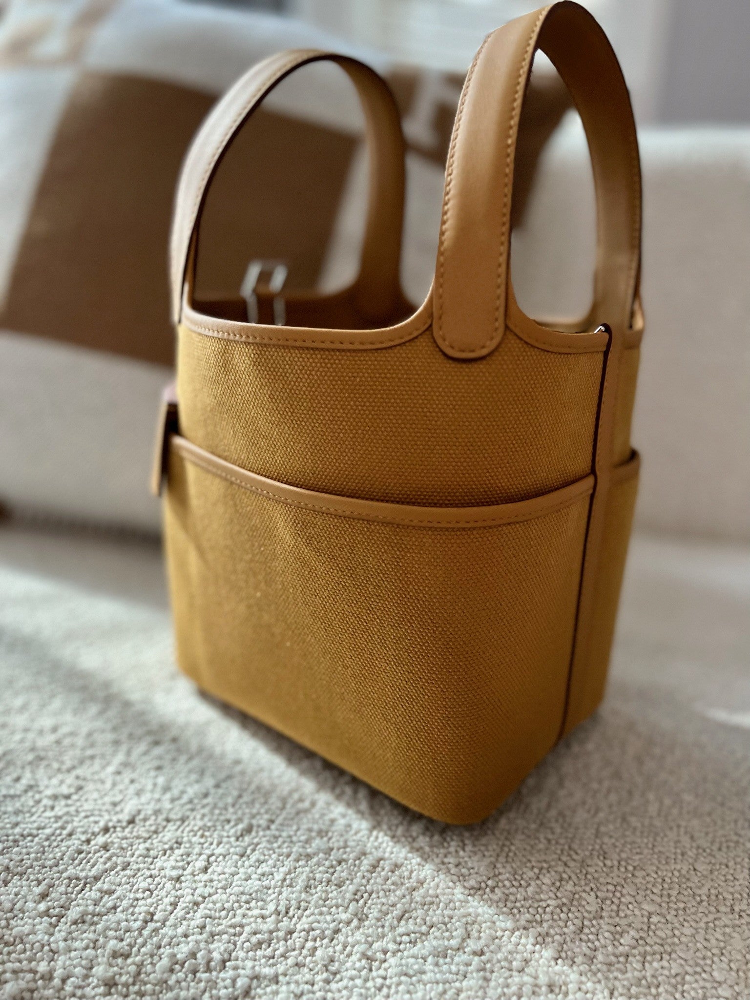 BNIB Hermes Picotin 18 Cargo in Sesame Palladium Hardware B Stamp