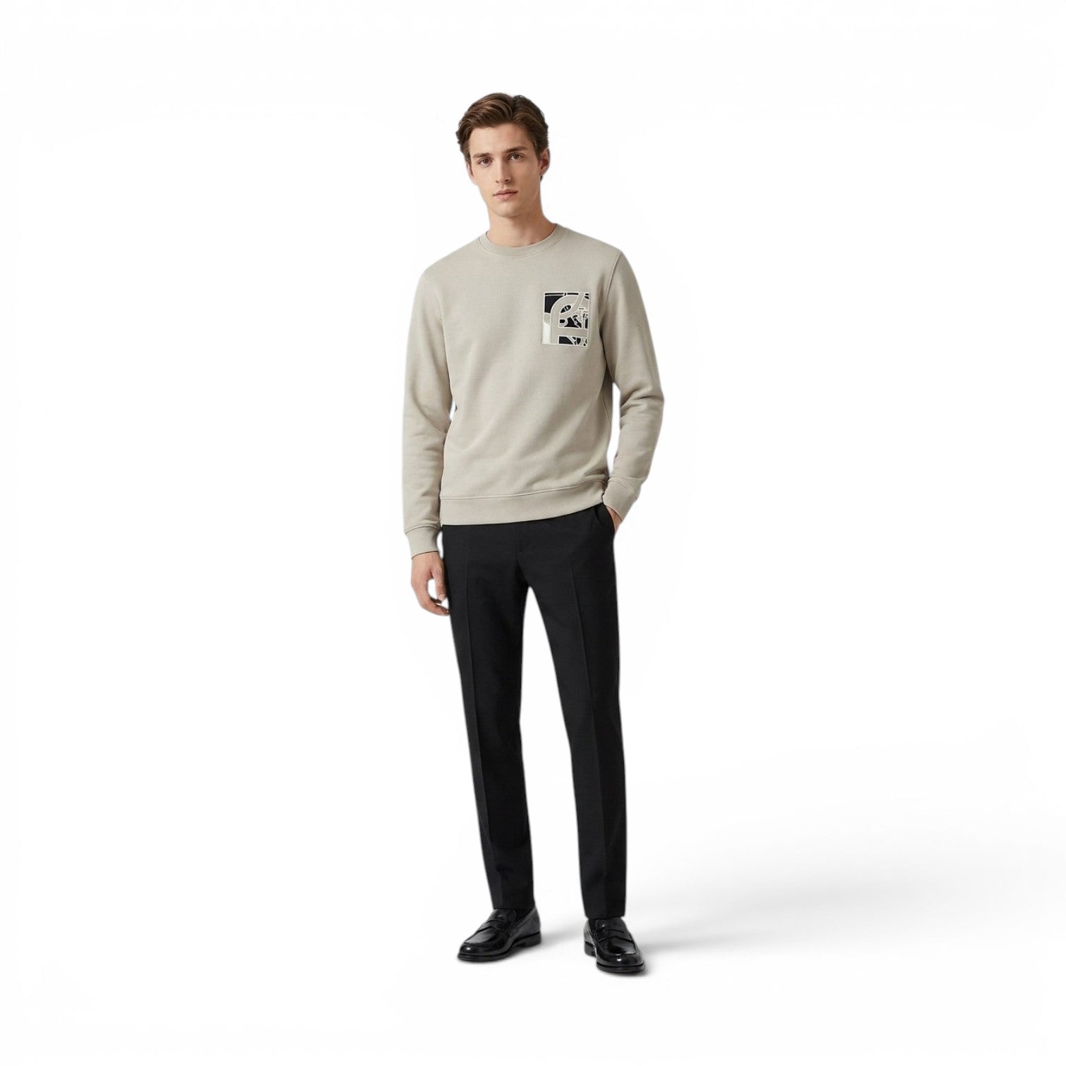 Hermès Ex-Libris Crewneck Sweater Mastic Cotton Size L