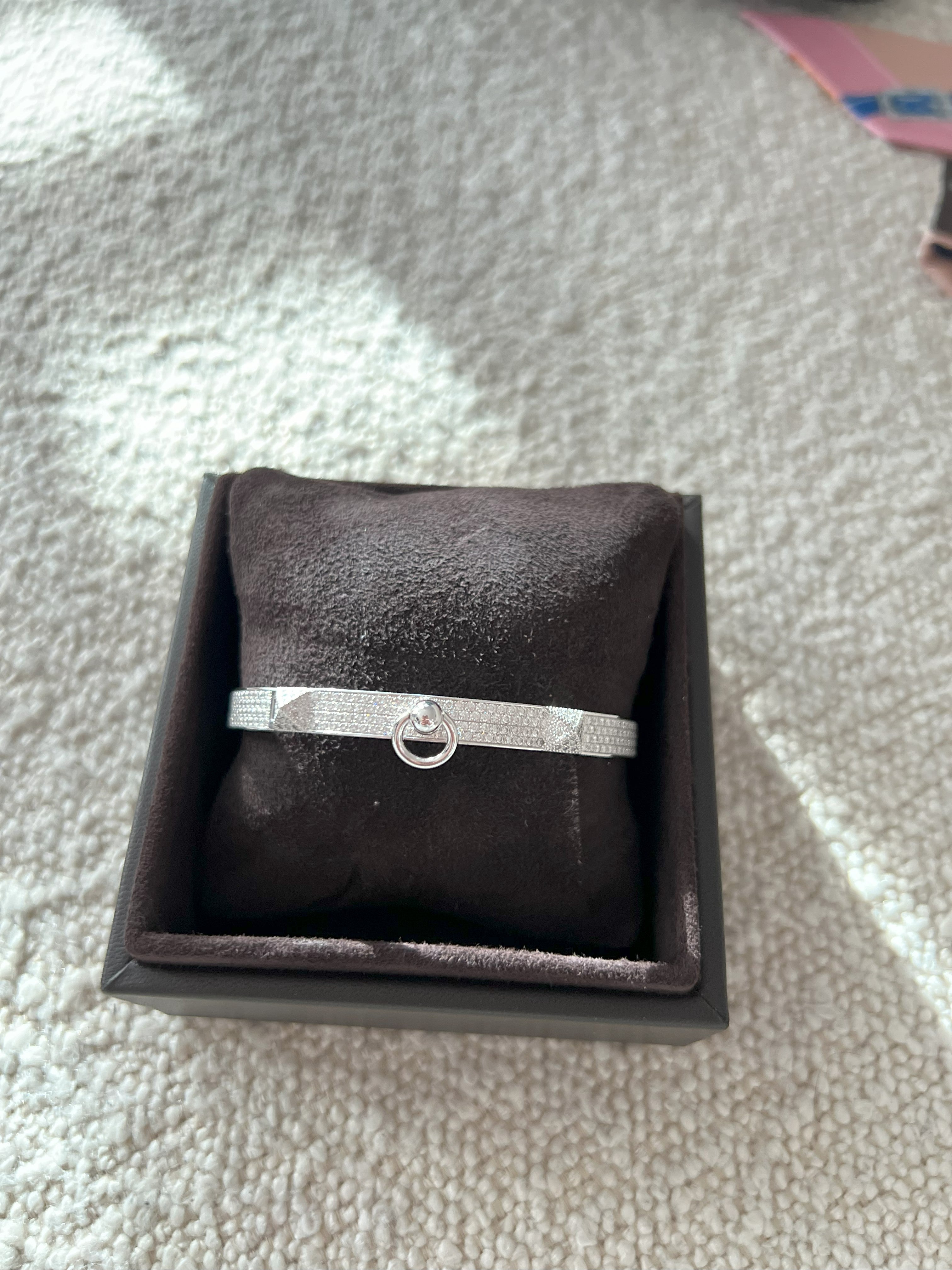 NEW Hermes De Chien Bracelet White Gold Full Paved Diamond ST Over $60K